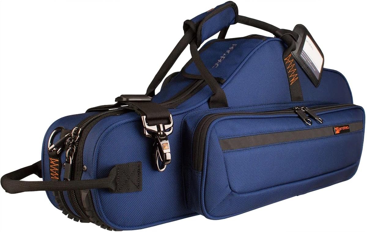 Protec Alto Saxophone Contoured PRO PAC Case with Flute Pocket, Blue, Model PB304CTBX