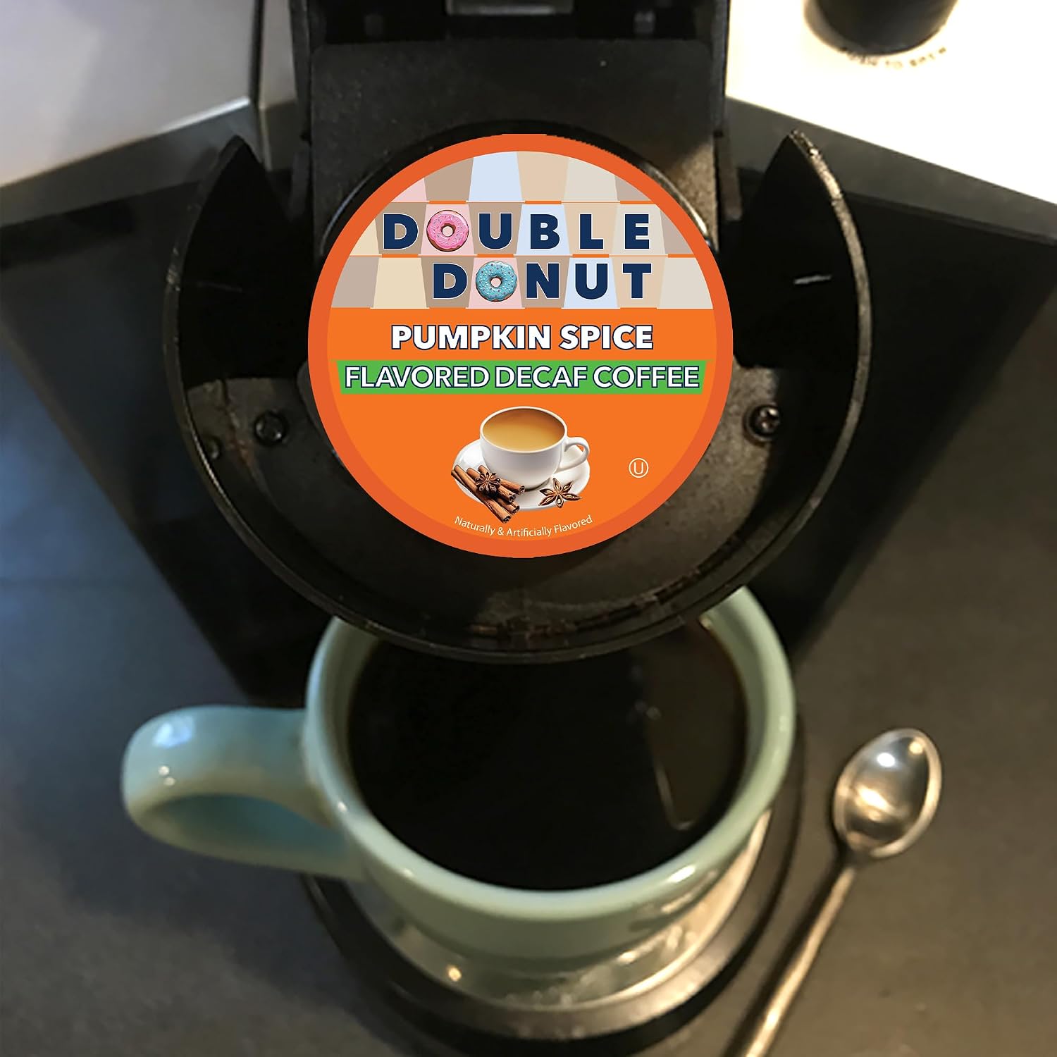 Double Donut Coffee Double Donut Medium Roast Decaf Coffee Pods, Classic, for Keurig K-Cup Machines, 24 Single-Serve Capsules per Box