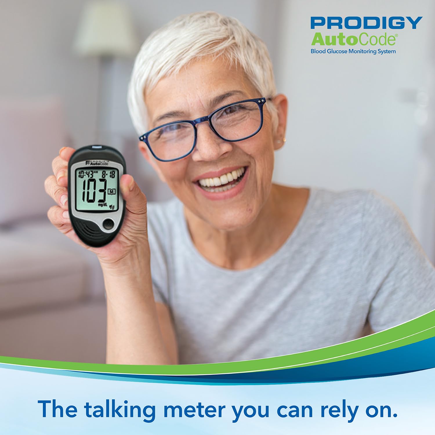 PRODIGY AutoCode Blood Glucose Monitoring System, Talking Meter, No Coding, Adjustable Depth Lancing Device, Twist Top Lancets 28G (10ct)