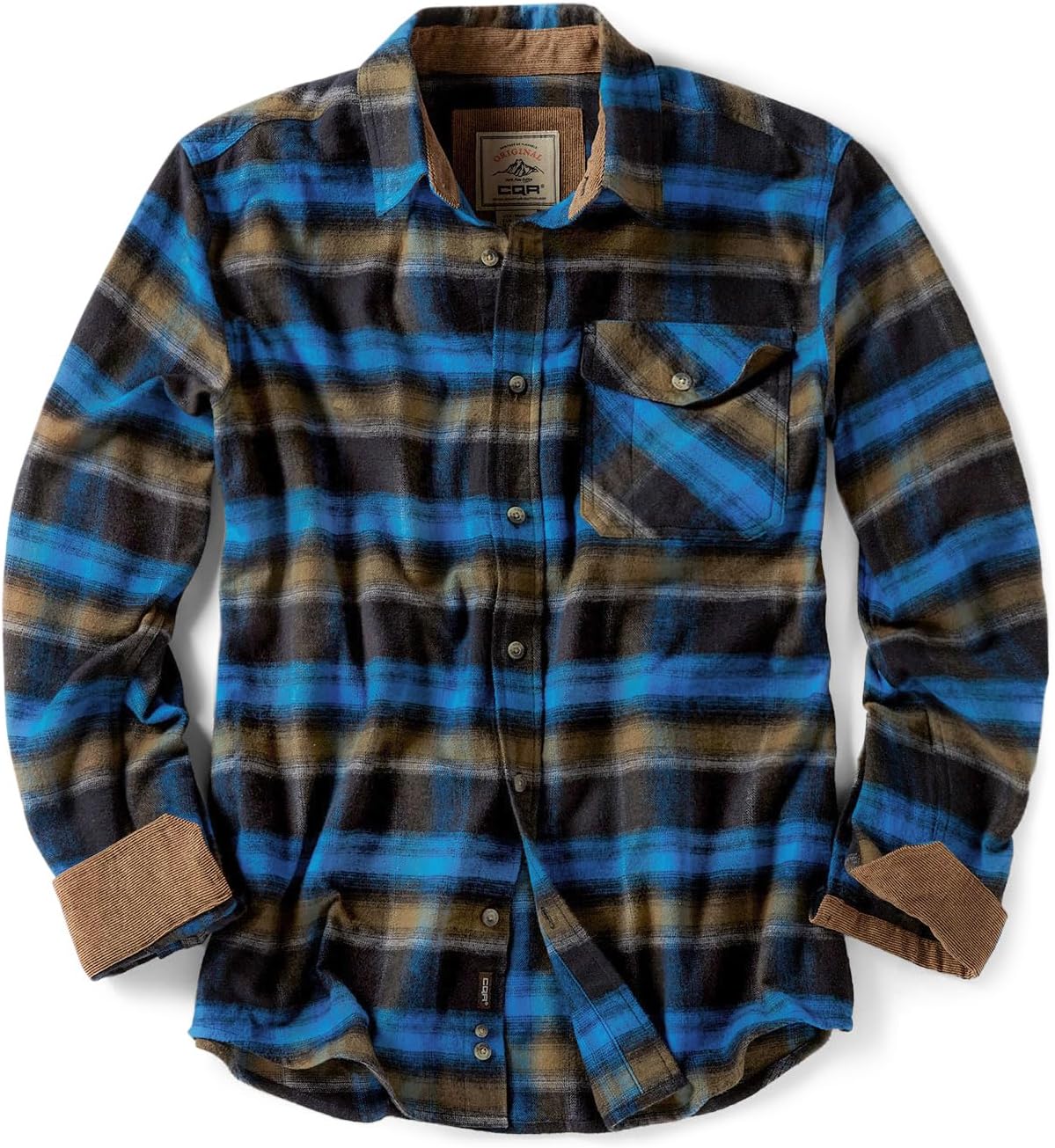 CQR Men's 100% All Cotton Button Down Flannel Shirts, Long Sleeve Brushed Warm Soft Casual Outdoor Plaid Shirt