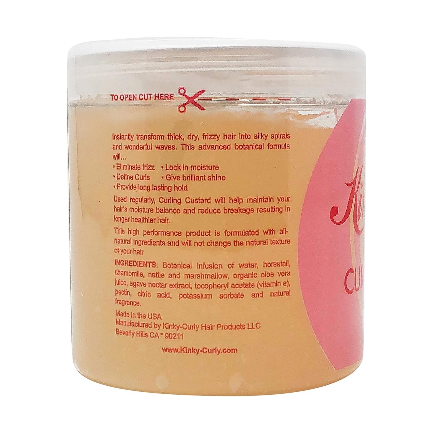 Kinky Curly Original Curling Custard Natural Styling Gel 8oz"Pack of 3"