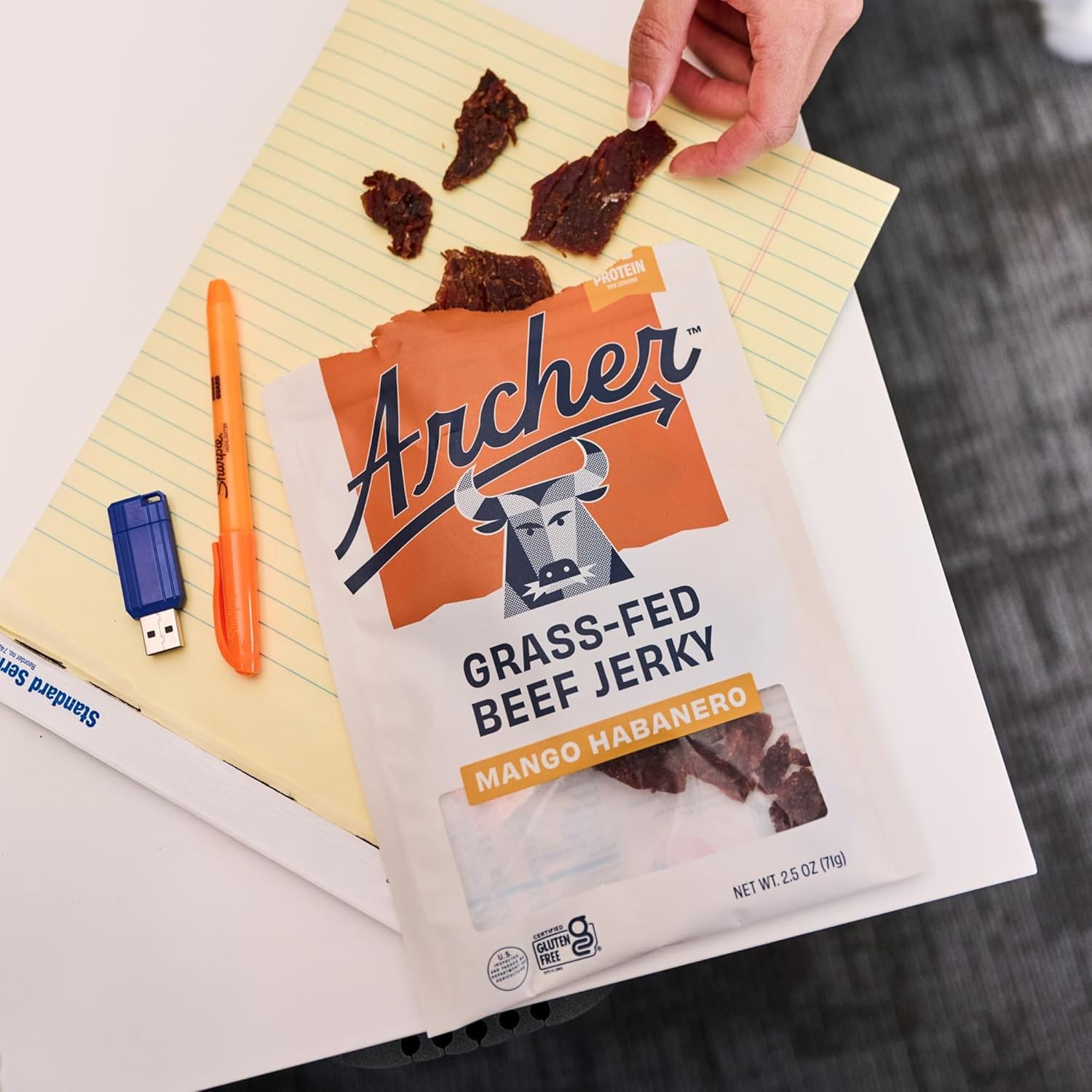 Archer Jerky Cowboy Cut Beef Jerky, Old Fashioned, Zero Sugar- 2 Oz, 6 Pack