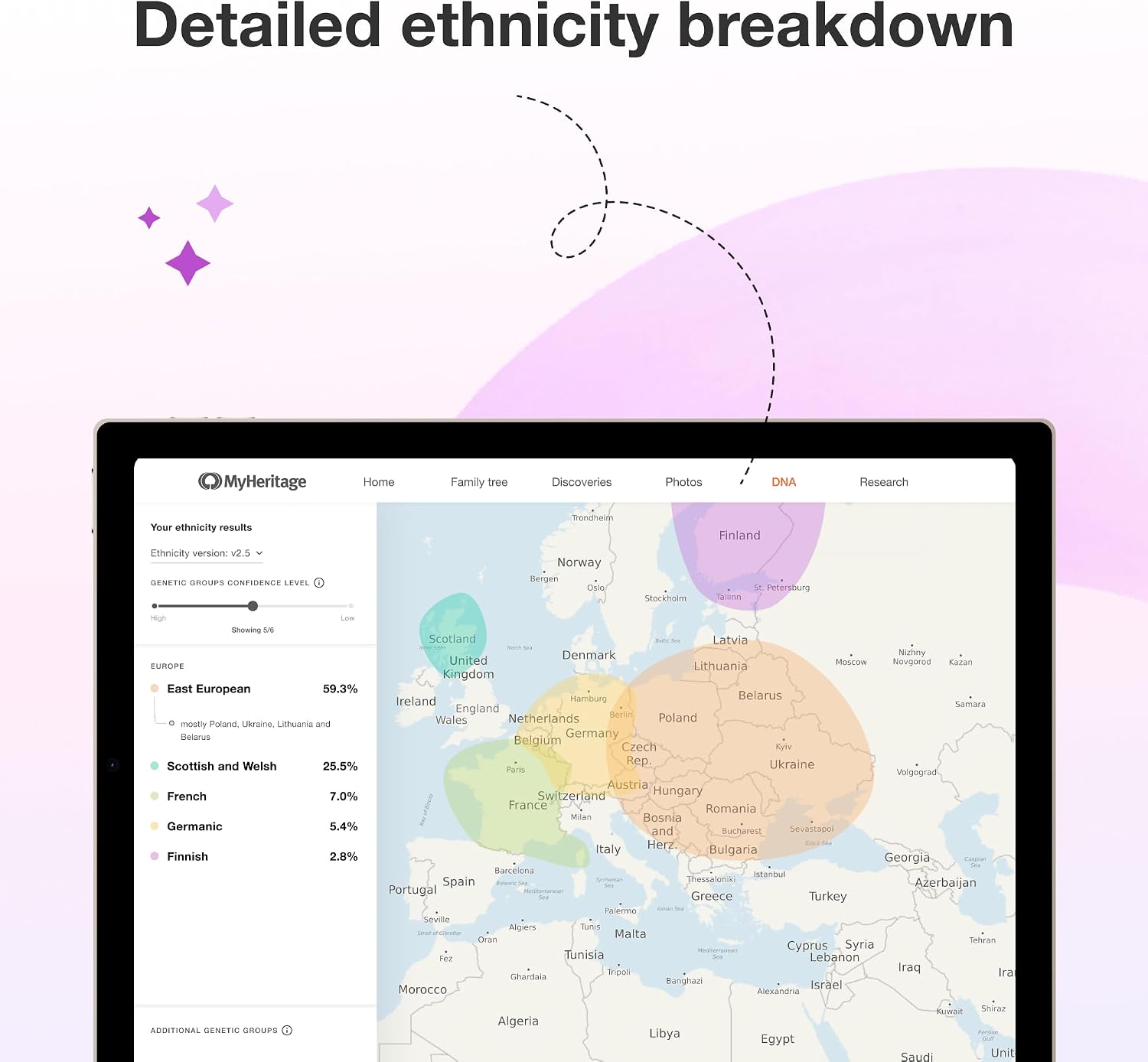 MyHeritage DNA Test Kit for Ancestry & Ethnicity - At-Home Genetic Testing Kit with 2, 114 Geographic Regions