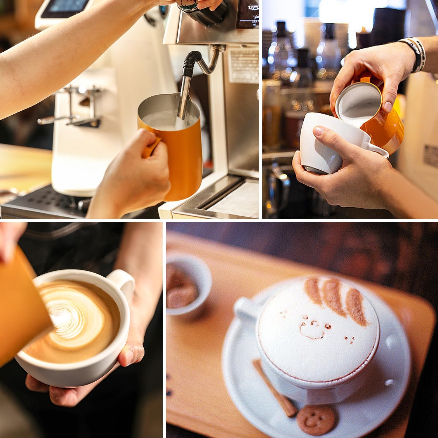 Stainless Steel Espresso Milk Frothing Pitcher - 12OZ/350ML Coffee Milk Frother Cup with Decorating Art Pen for Espresso Machine, Latte Art