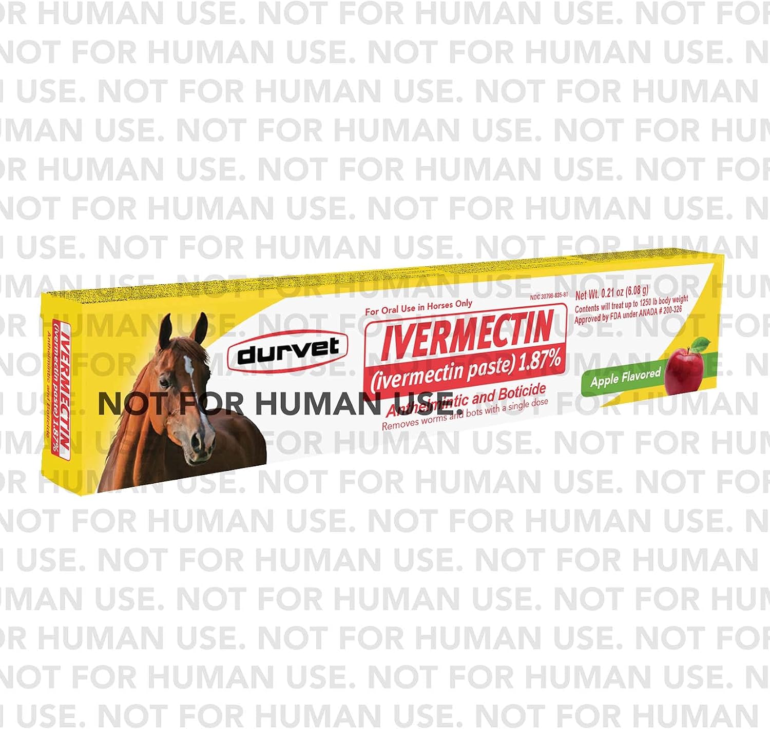 Durvet Ivermectin Paste Dewormer - 6.08g dose @ 1.87% Apple Flavor (6-Pack)