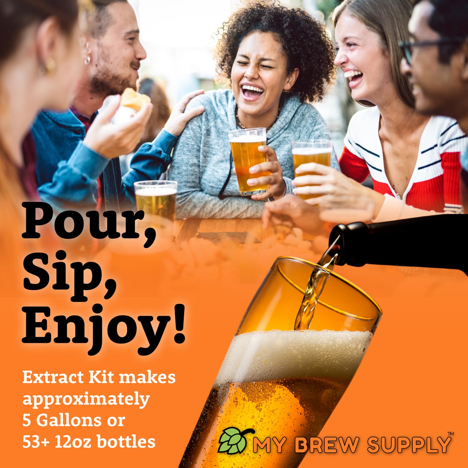 My Brew Supply Orange Wheat Beer Extract Kit | Bavarian Wheat Dry Malt Extract | Golden Light Dry Malt Extract | Caramel Malt | Flaked Wheat Grains
