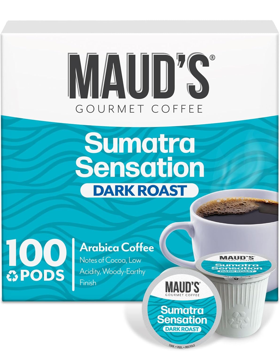 Maud's Dark Roast Coffee Pods, 100ct | Dark Roast Coffee in Single Serve Pods – Compatible with Keurig Coffee Makers