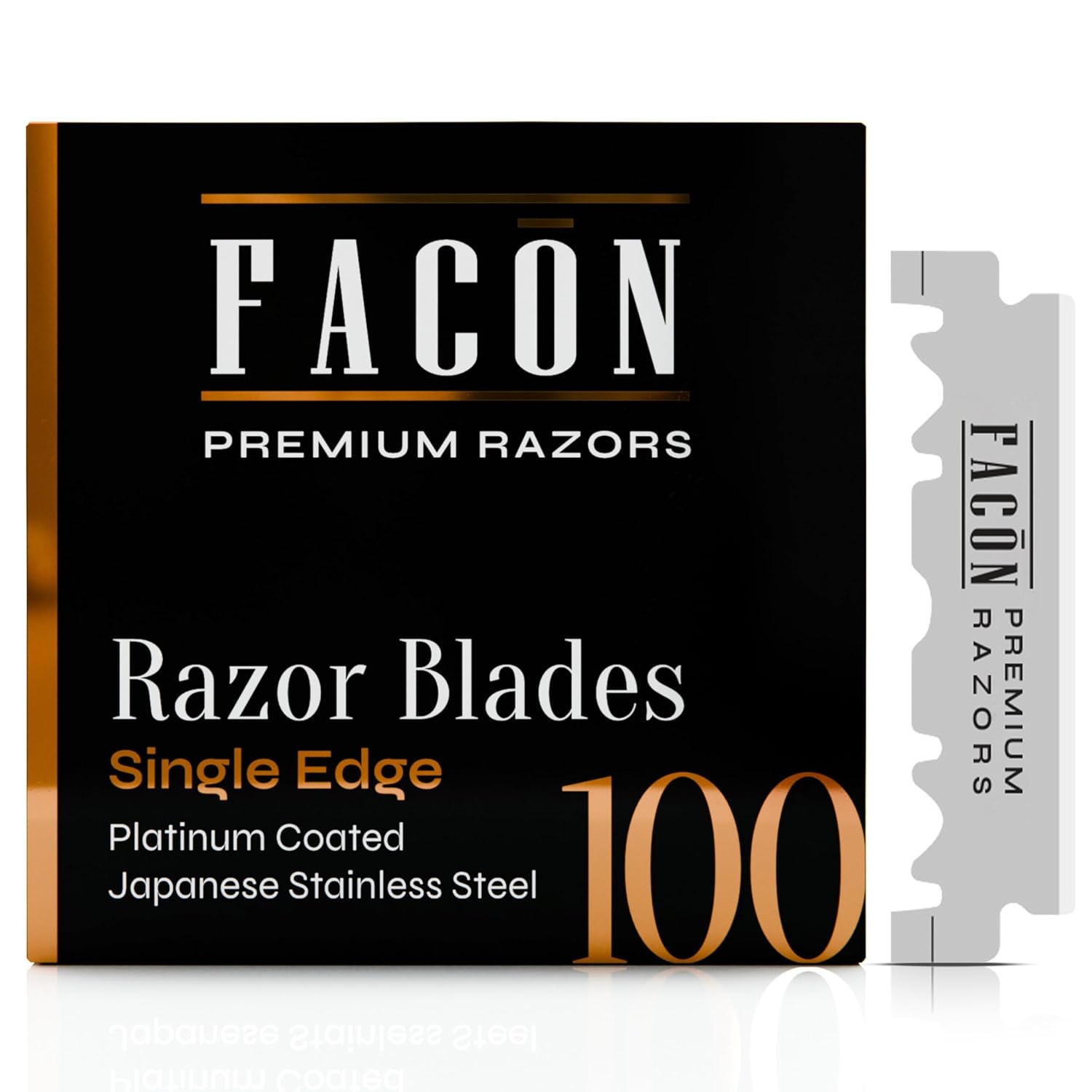 100 Facón Single Edge Razor Blades for Barber Straight Razor, Straight Razor Blades for Shaving
