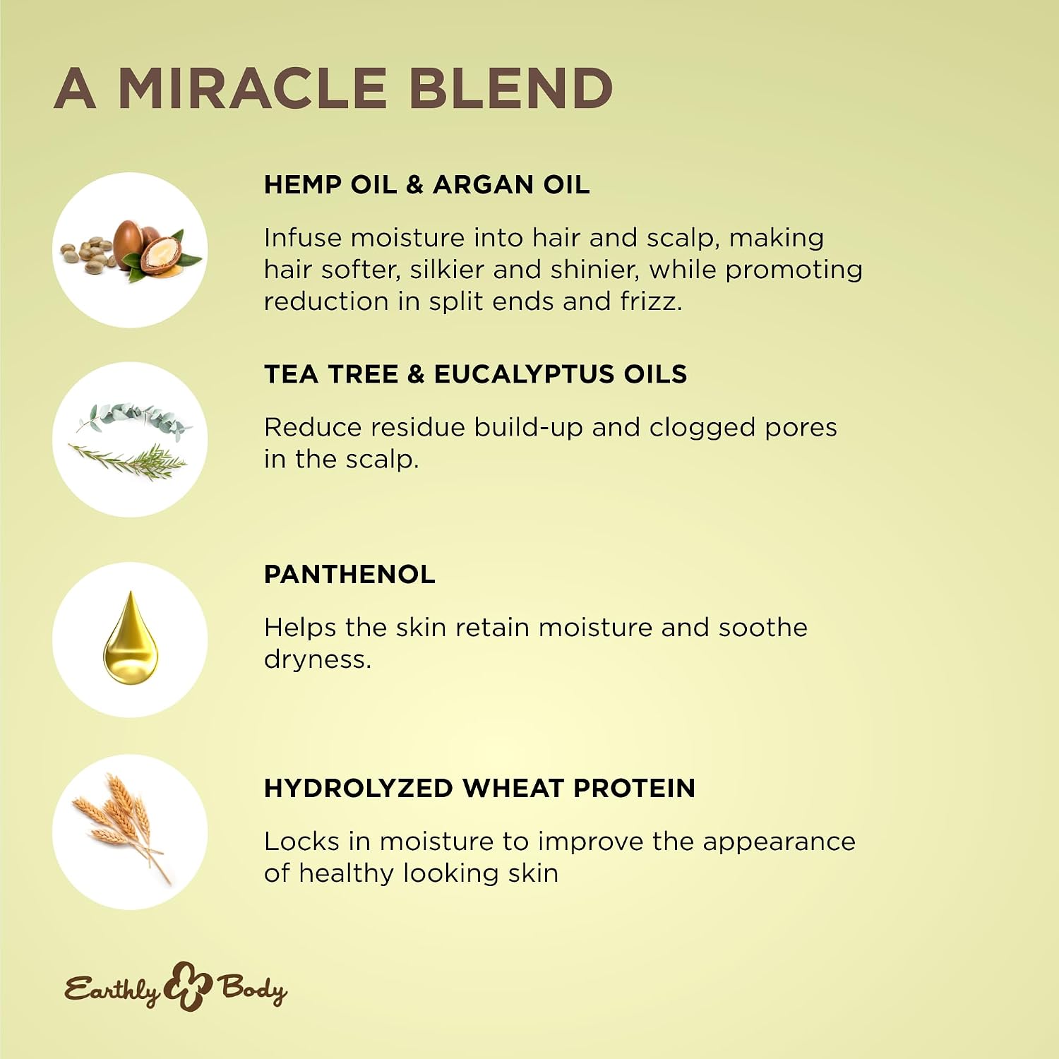 Earthly Body Miracle Oil Tea Tree Conditioner, 16 oz. - Detangles, Tames Frizz & Nourishes Roots - Tea Tree, Hemp Seed