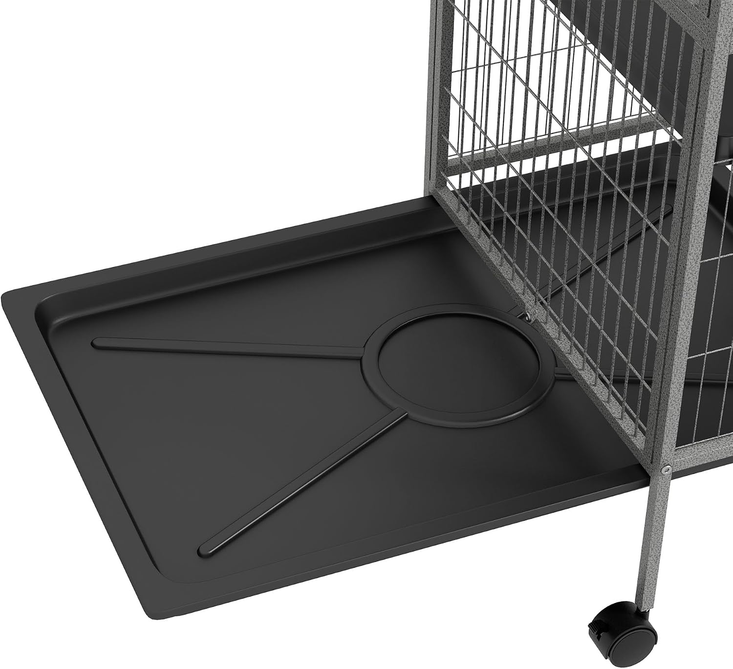 PawHut Metal Small Animal Cage, 4-Tiers Rolling Big Ferret Cage, Gray