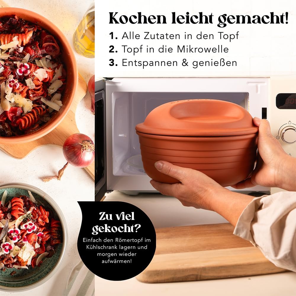 Romertopf 15005 Clay Roaster | Non-Stick Dutch Oven | Healthy Pot Cooking | Clay Baker | Versatile Cooking Vessel - 2.1 Quarts (2 Liters) 2-4 People