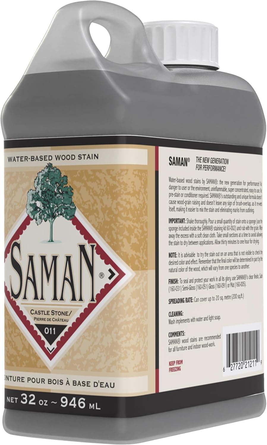 SamaN Interior Water Based Wood Stain - Natural Stain for Furniture, Moldings, Wood Paneling, Cabinets (Antique Walnut TEW-212-12, 12 oz)