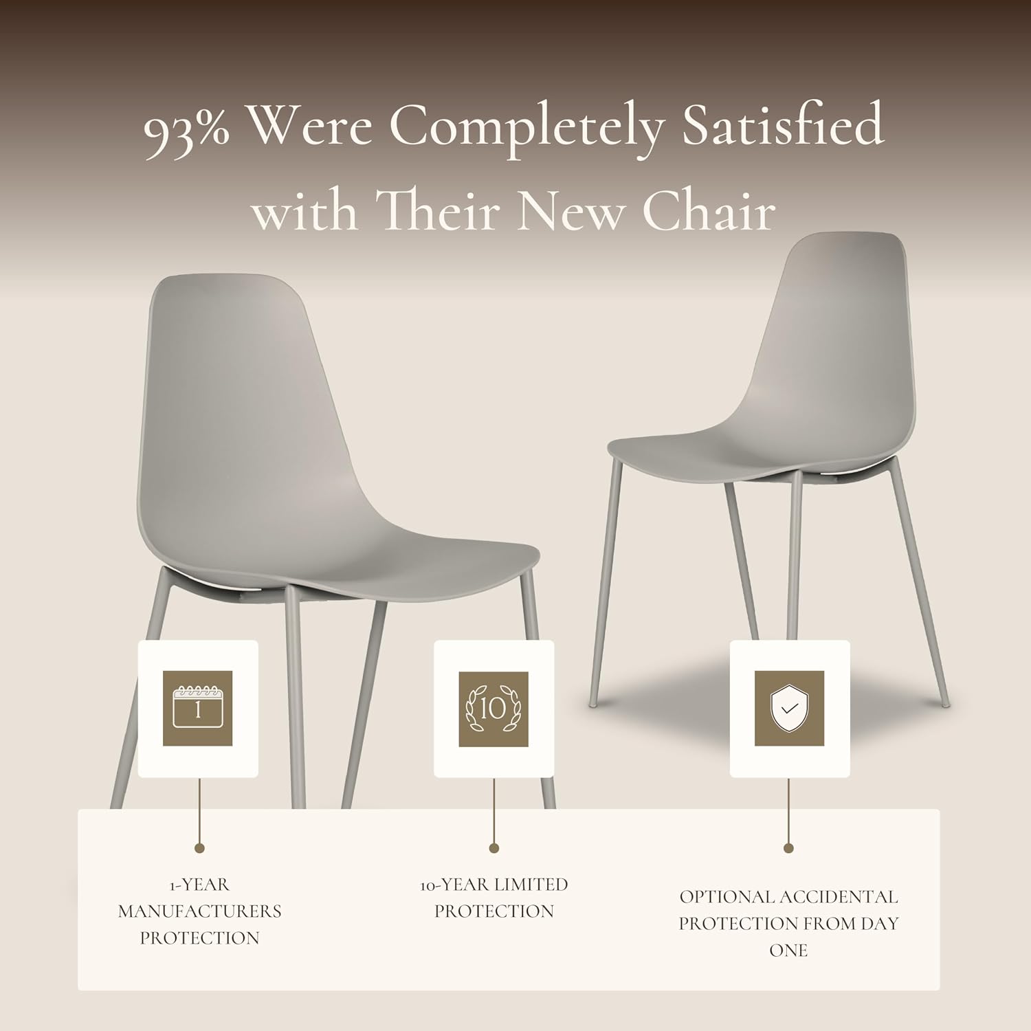 Poly & BARK Isla Modern Kitchen Chairs Set of 4 - Plastic Dining Chair with Metal Legs - Quick Assembly Simple Cafe Chairs Plastic for Indoor or