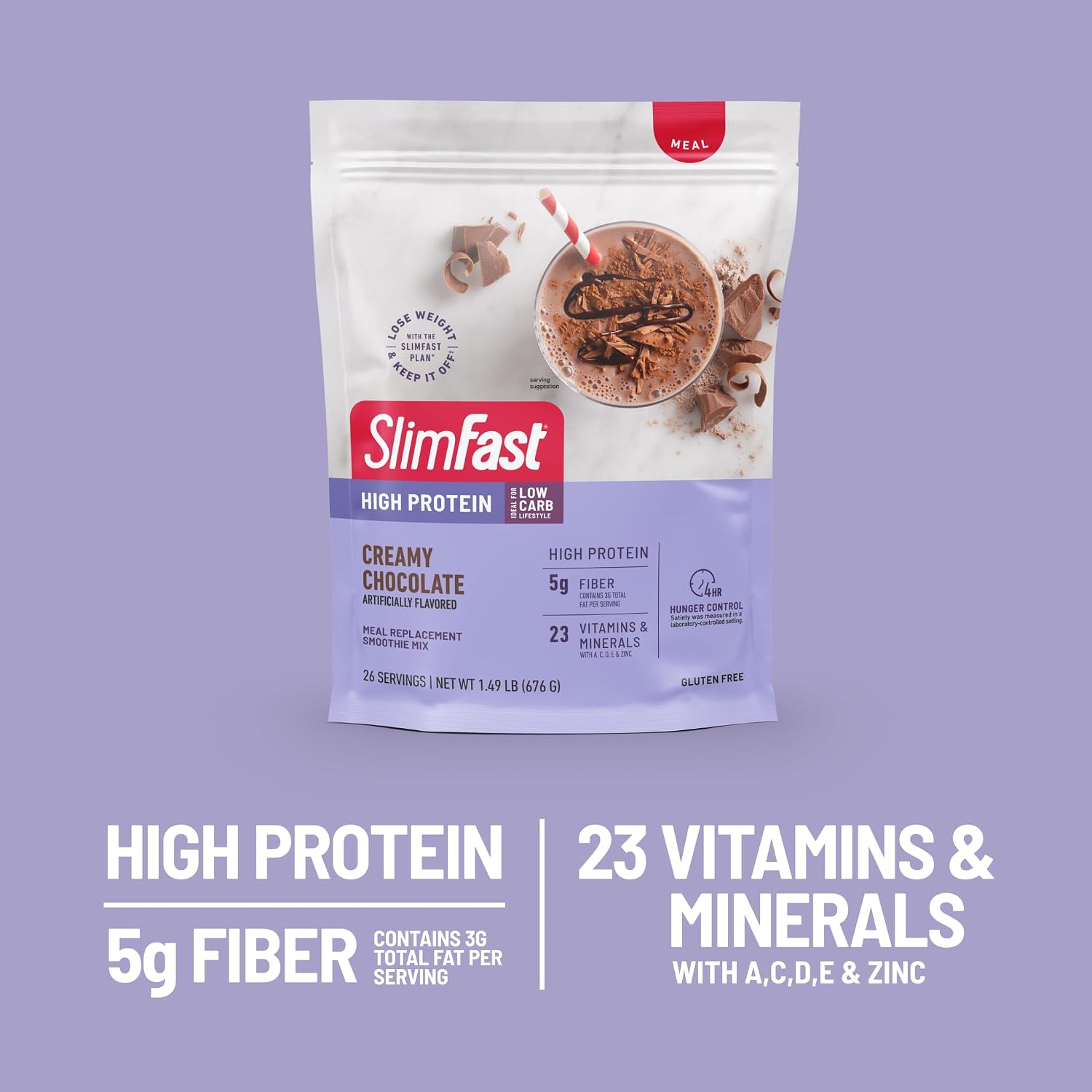 SlimFast High Protein Meal Replacement Shake Powder, 12 Servings (Pack of 2), Advanced Nutrition Smoothie Mix, Digestive Support, Gluten Free, Creamy Chocolate, 20g of Protein (Packaging May Vary)