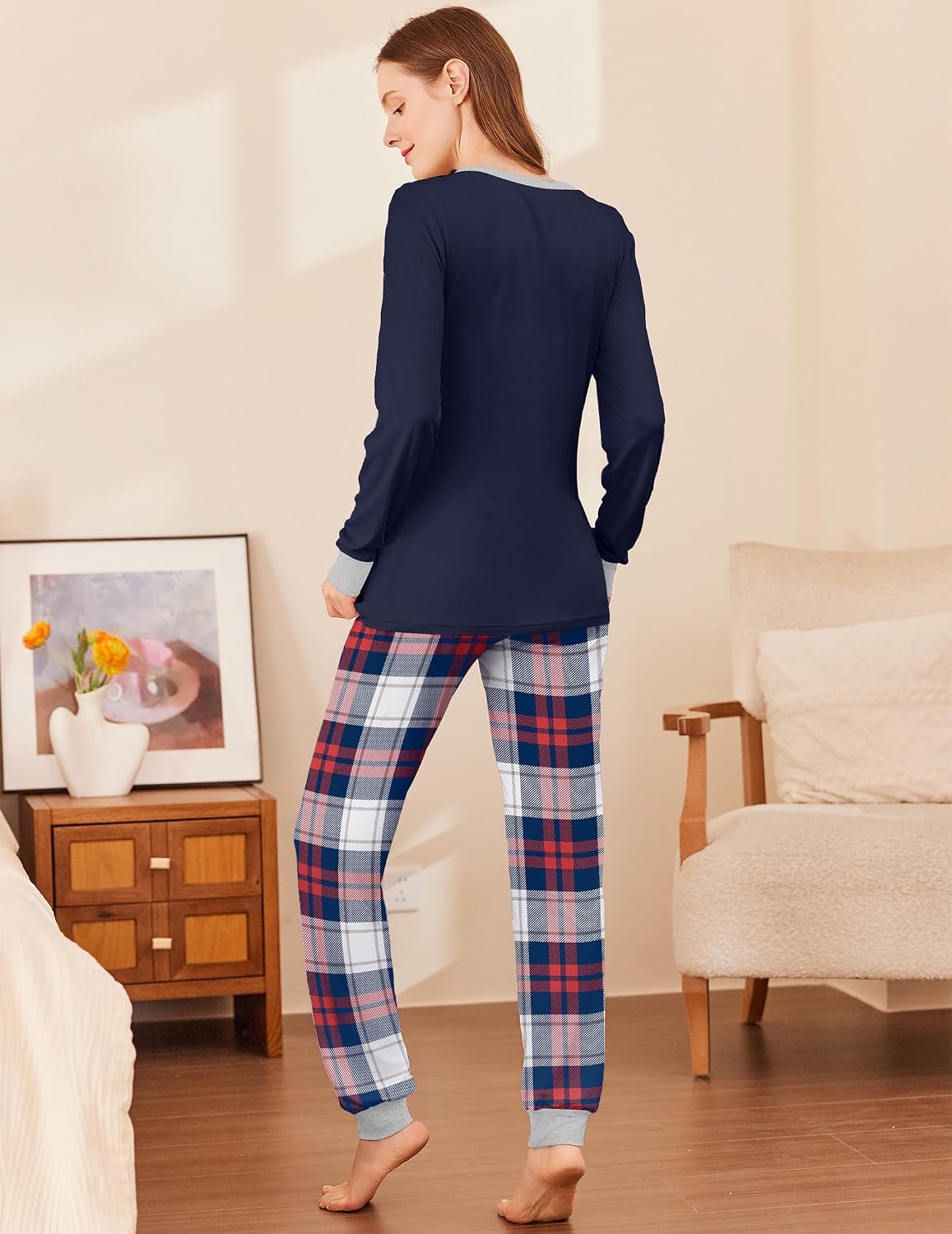 Ekouaer Womens Pajamas Sets Long Sleeve Tops with Jogger Pants