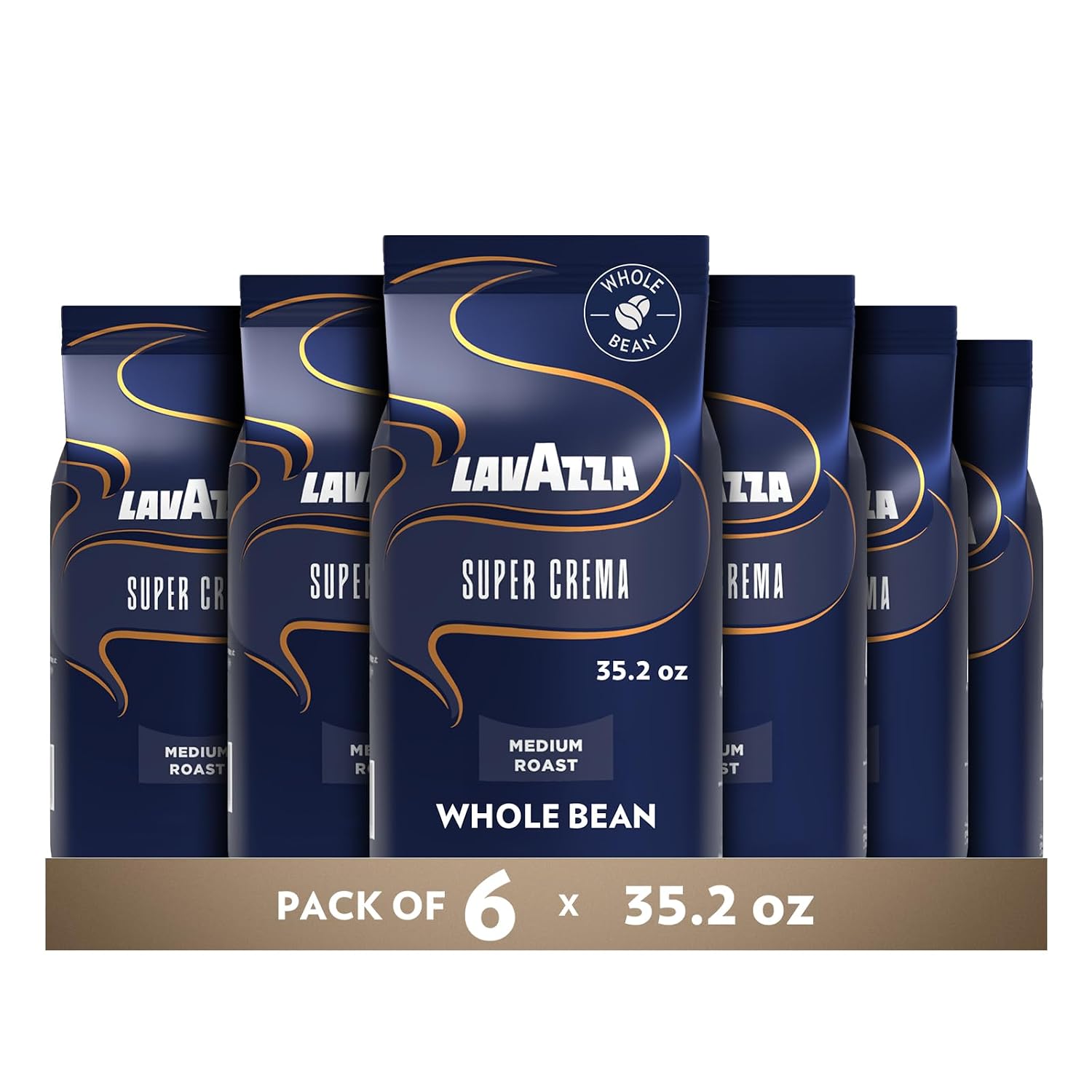 Lavazza Super Crema Whole Bean Coffee, Medium Espresso Roast, Arabica and Robusta Blend, 2.2 lb Bag, Package May Vary (Pack of 1)