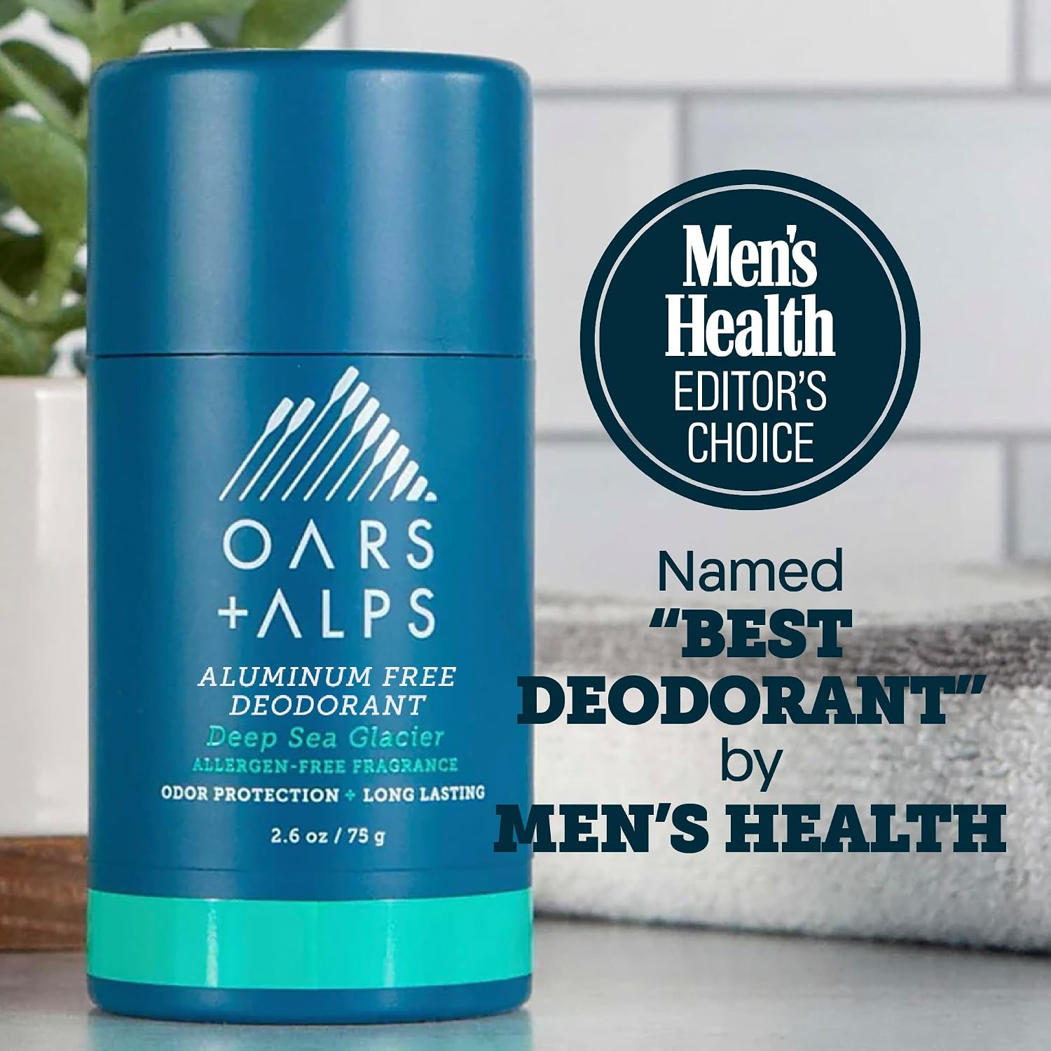 Oars + Alps Aluminum Free Men's Deodorant, Clear + No Residue, 2pk, 2.6oz