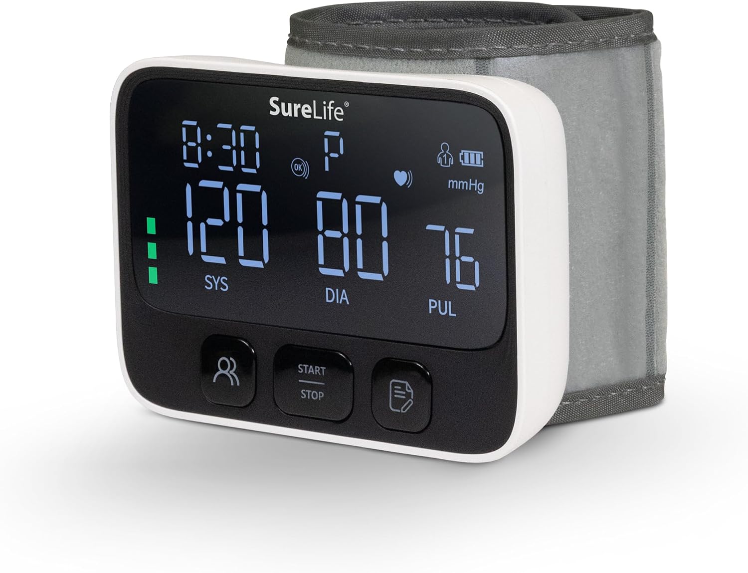 SureLife Premium Wrist Blood Pressure Monitor | Voice Readout, Irregular Heartbeat Alerts, Color-Coded Backlit LCD Screen, Fully Automatic