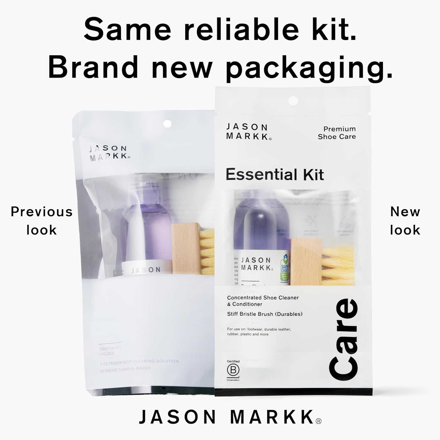 Jason Markk Essential Kit, Shoe Cleaner, 2-Piece Set, Deep Cleaning Solution & Durables Brush, Sneaker Care, Ideal for Footwear, Safe for Midsoles