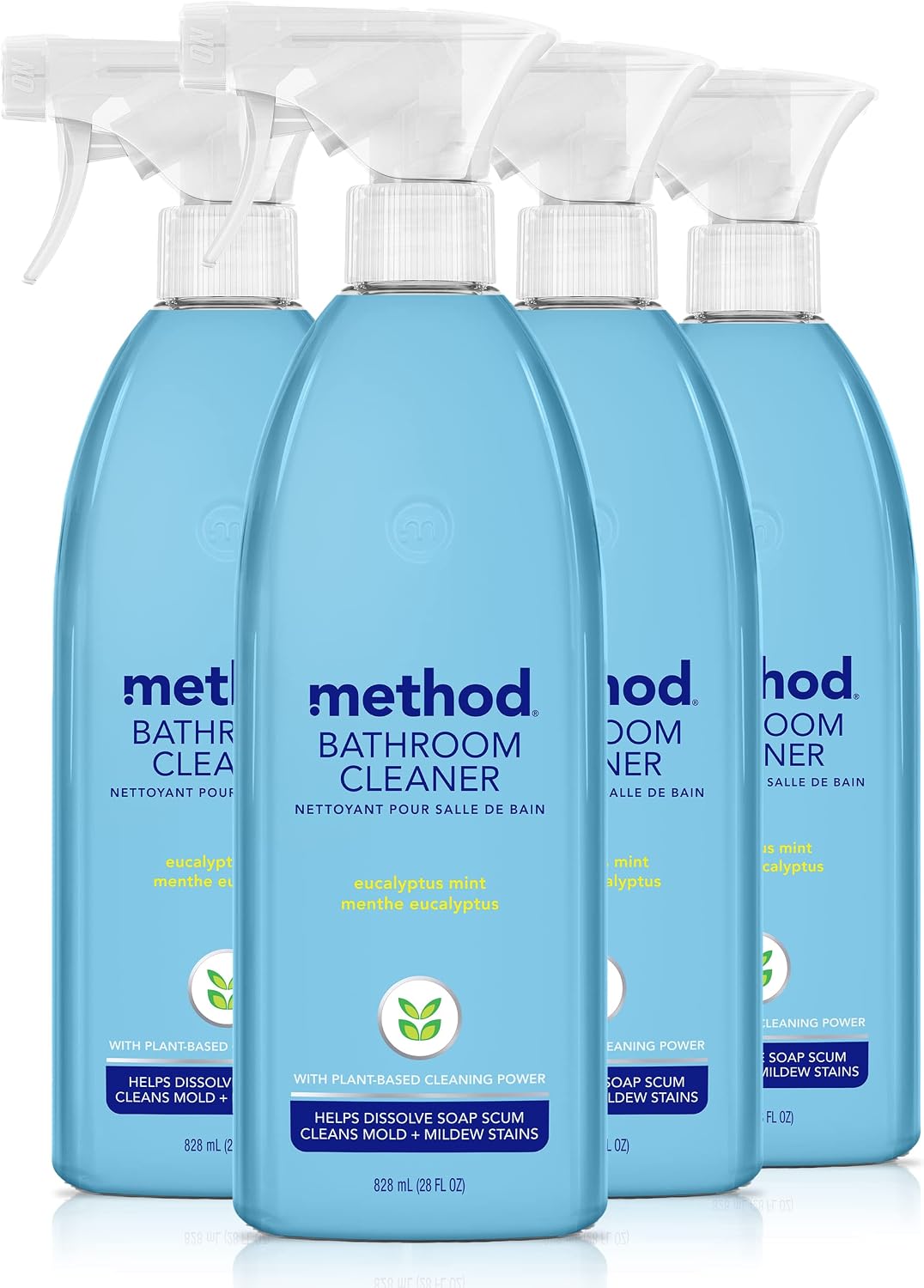 method Bathroom Cleaner, Eucalyptus Mint, 28 fl oz | Removes Mold + Mildew Stains, Helps Dissolve Soap Scum, Fights Grime on Shower, Tiles, Tub, Chrome, and Fixtures