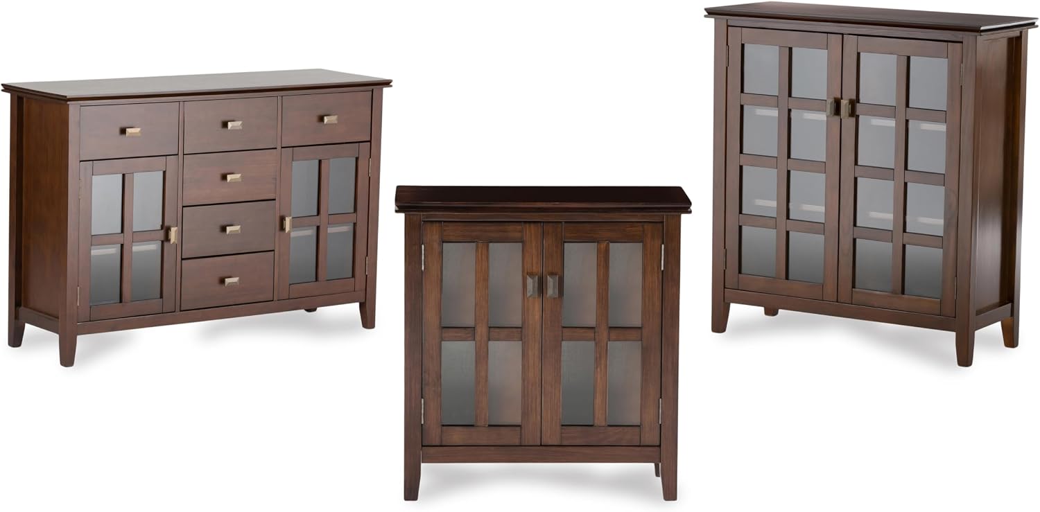 SIMPLIHOME Artisan 30" Wide Solid Wood Cabinet in Russet Brown