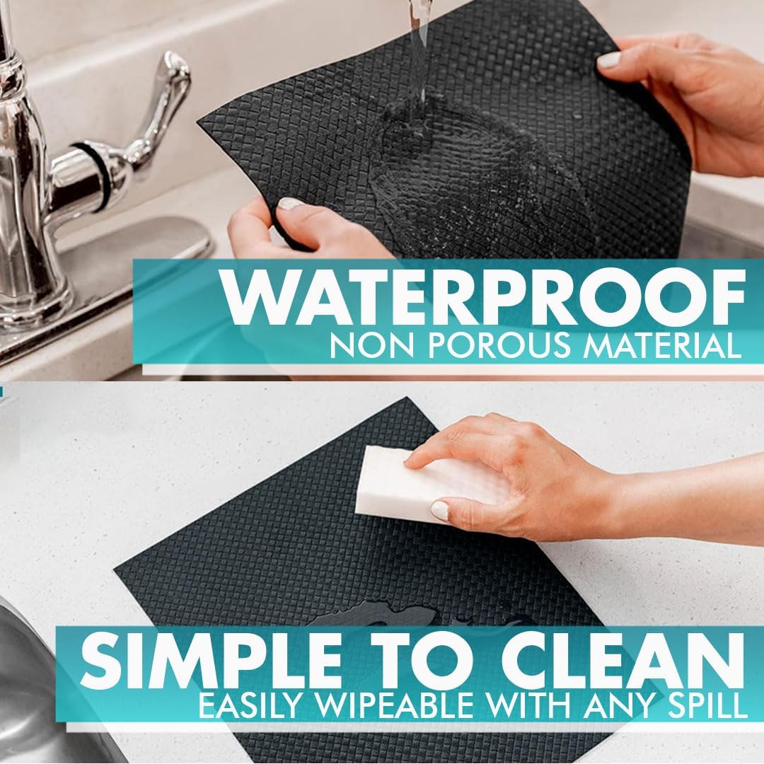 Shelf Liner, Drawer Liner & Kitchen Cabinet Liner – Thick Waterproof Rubber Refrigerator Liners, Fridge Mat, Wire Shelf Cover for Dresser, Pantry
