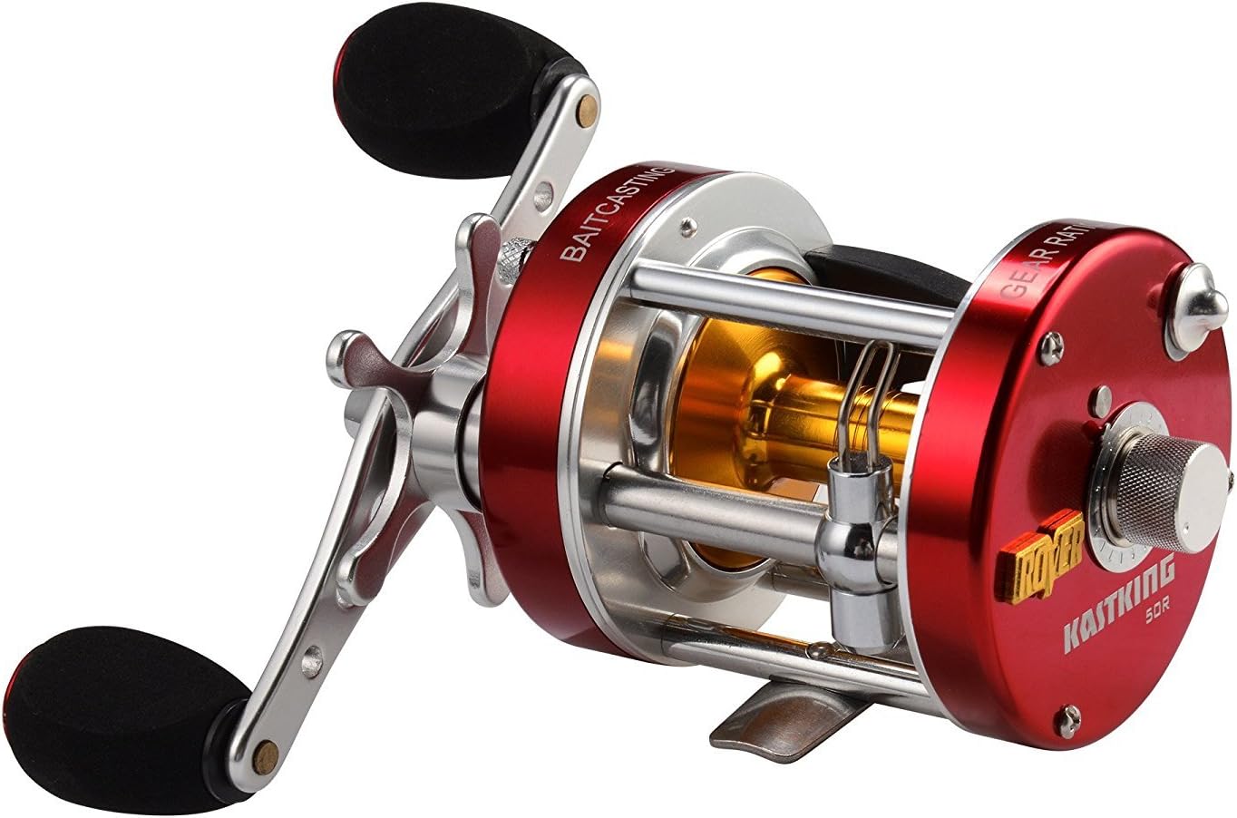 KastKing Rover Round Baitcasting Fishing Reels, Perfect Reel for Catfish | Max Drag: 30 lb, 4+1 BB, 22.8 oz, Reinforced Metal Body, Carbon Fiber Drag System, Oversized Non-Slip TPE Grips