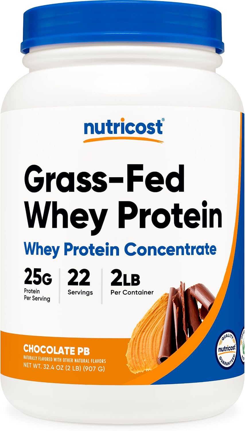 Nutricost Grass-Fed Whey Protein Concentrate (Unflavored) 2LBS | Undenatured, GMO-Free, Gluten Free, Natural Flavors