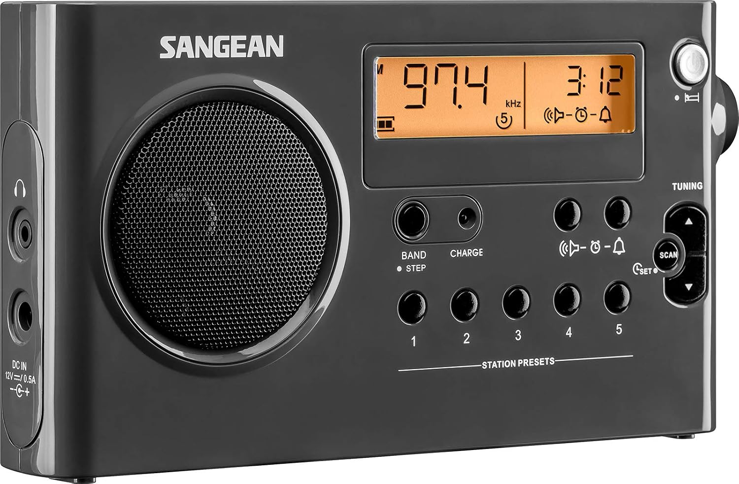 SANGEAN SG-106 AM/FM Compact Digital Tuning Portable Receiver (Black)