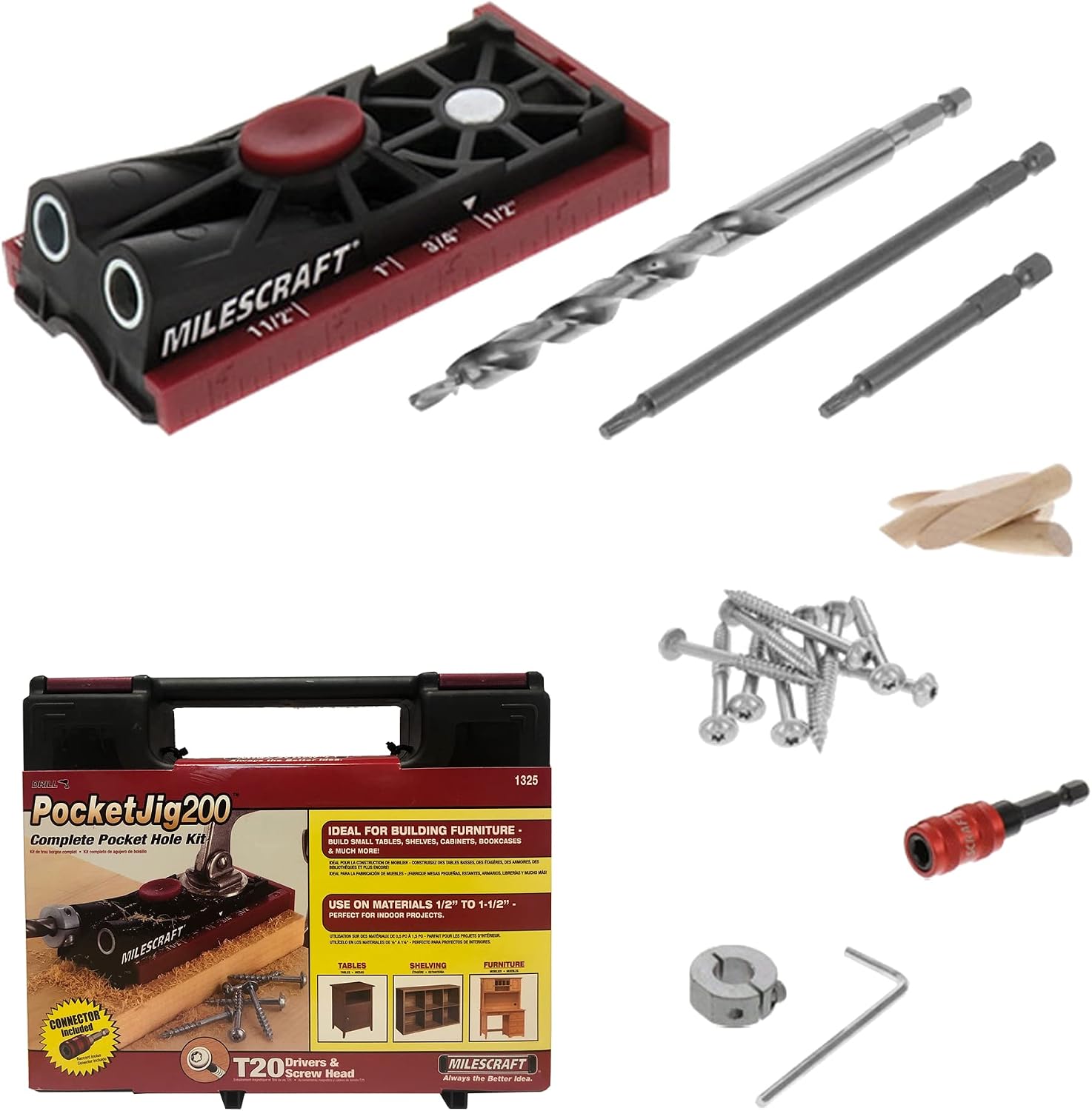 Milescraft Pocket Jig200 Pocket Hole Kit, Red