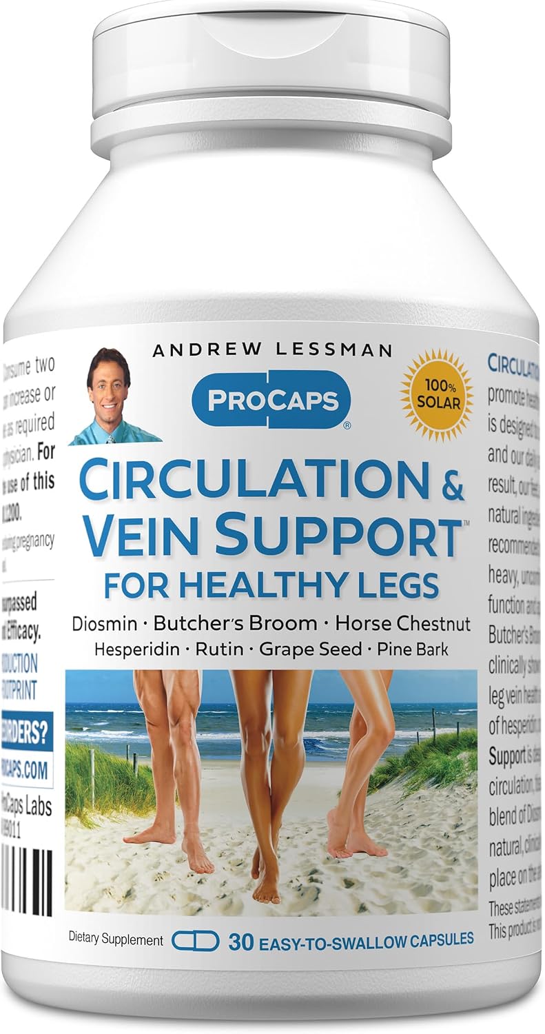 ANDREW LESSMAN ProCaps Circulation & Vein Support 30 Capsules | Standardized Botanical Extracts & Flavonoids in a Comprehensive Circulation & Vein Support Formula