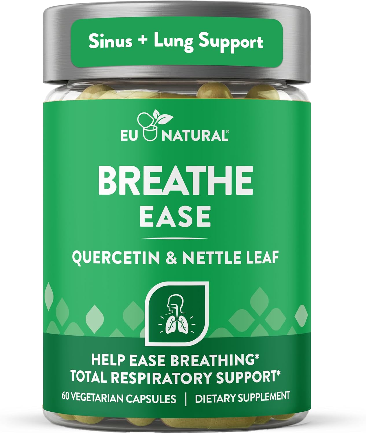 Breathe Inhaler Support Supplement - Sinus, Lungs, Open & Clear Airways - Seasonal Nasal Health, Bronchial Wellness, Healthy Chest - Quercetin, Vitamin D, Bromelain Pills - 60 Vegetarian Soft Capsules