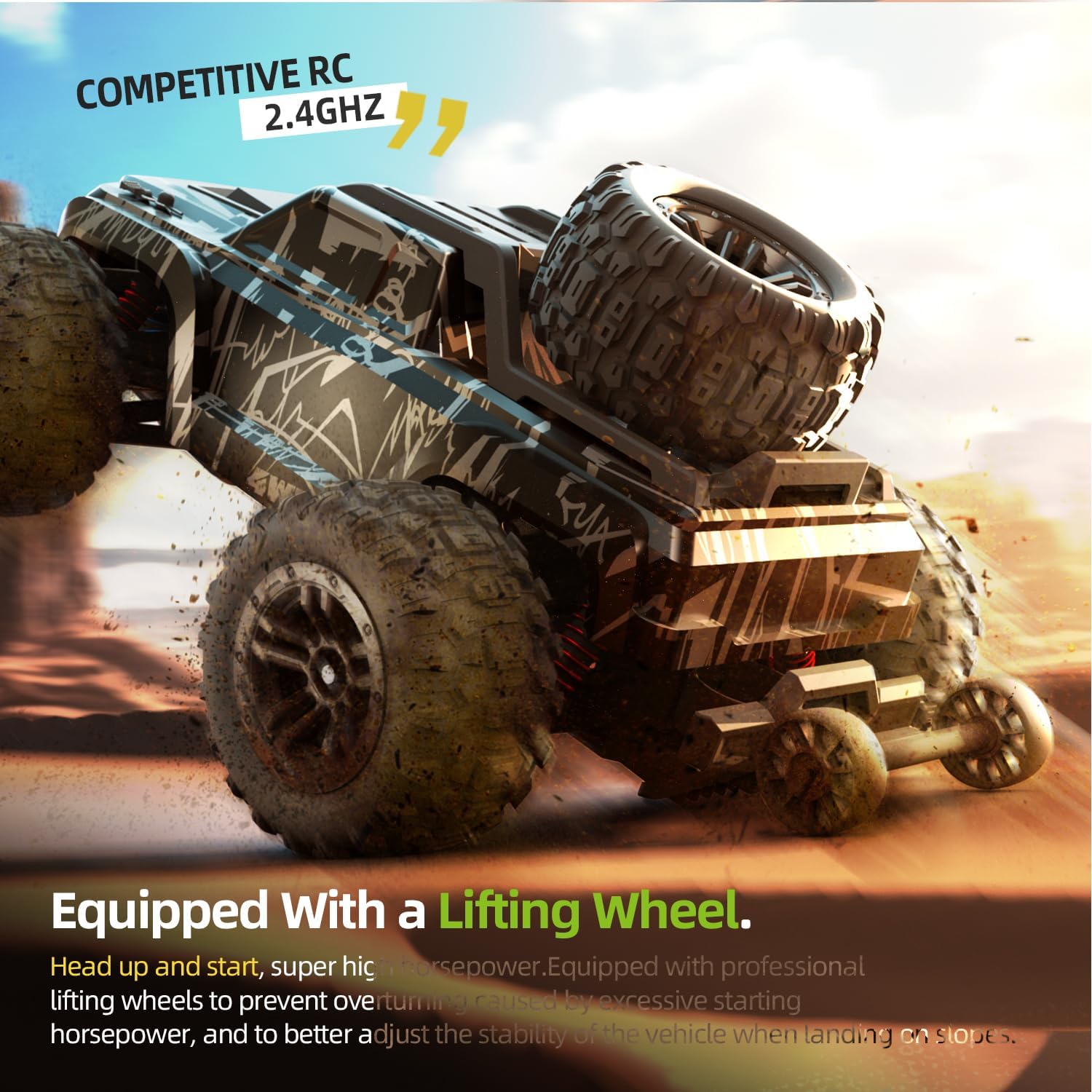 【Modular battery】All Terrain 2.4GHz 1/16 RTR Brushless Fast RC Cars, Max 42mph Electric Off-Road RC Truck