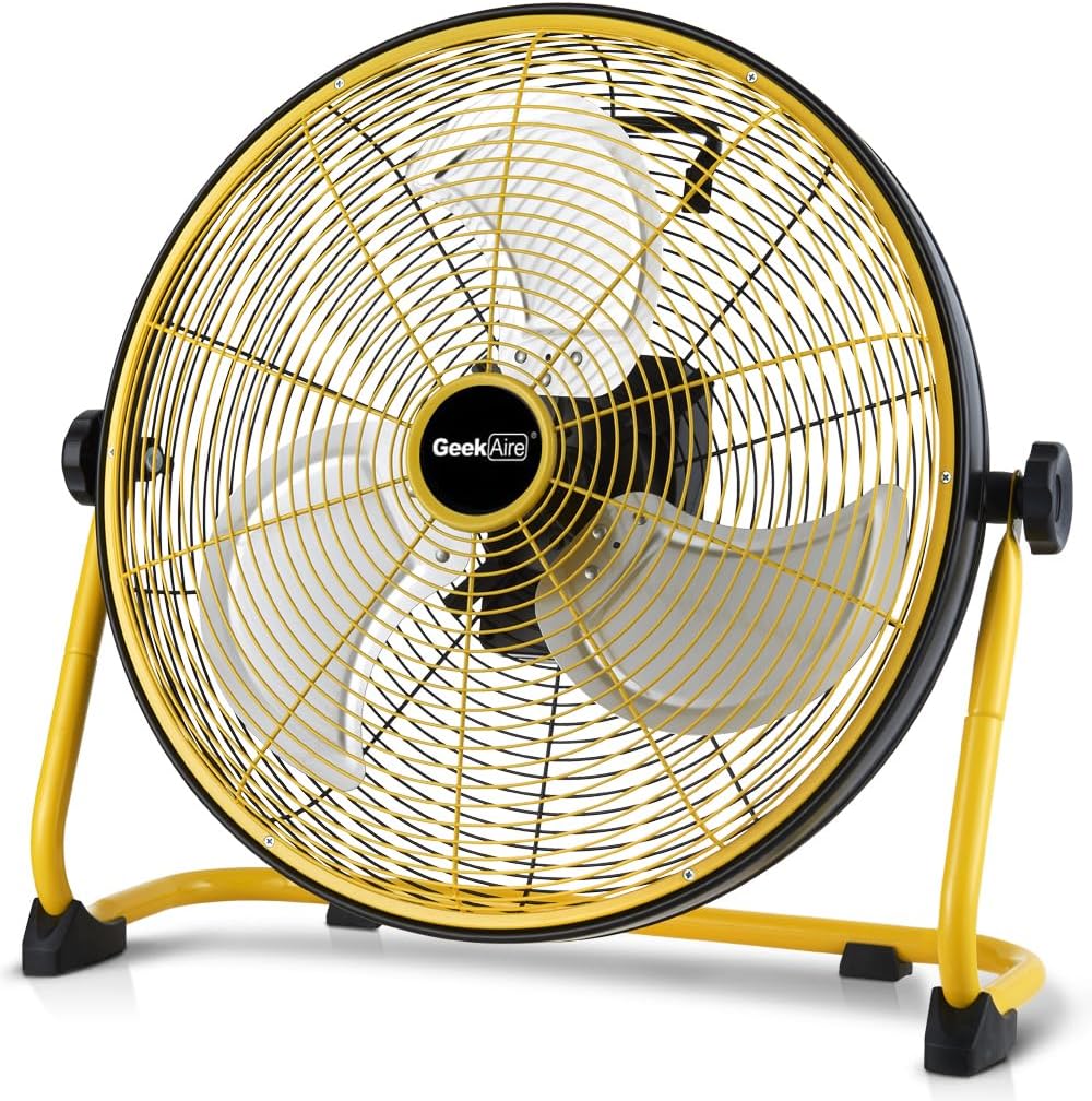 Geek Aire 12" Portable Battery Operated Fan with Metal Blade, 360 Vertical Tilt, 24h Run Time Cordless Fan for Camping Travel Tent Hurricane Home