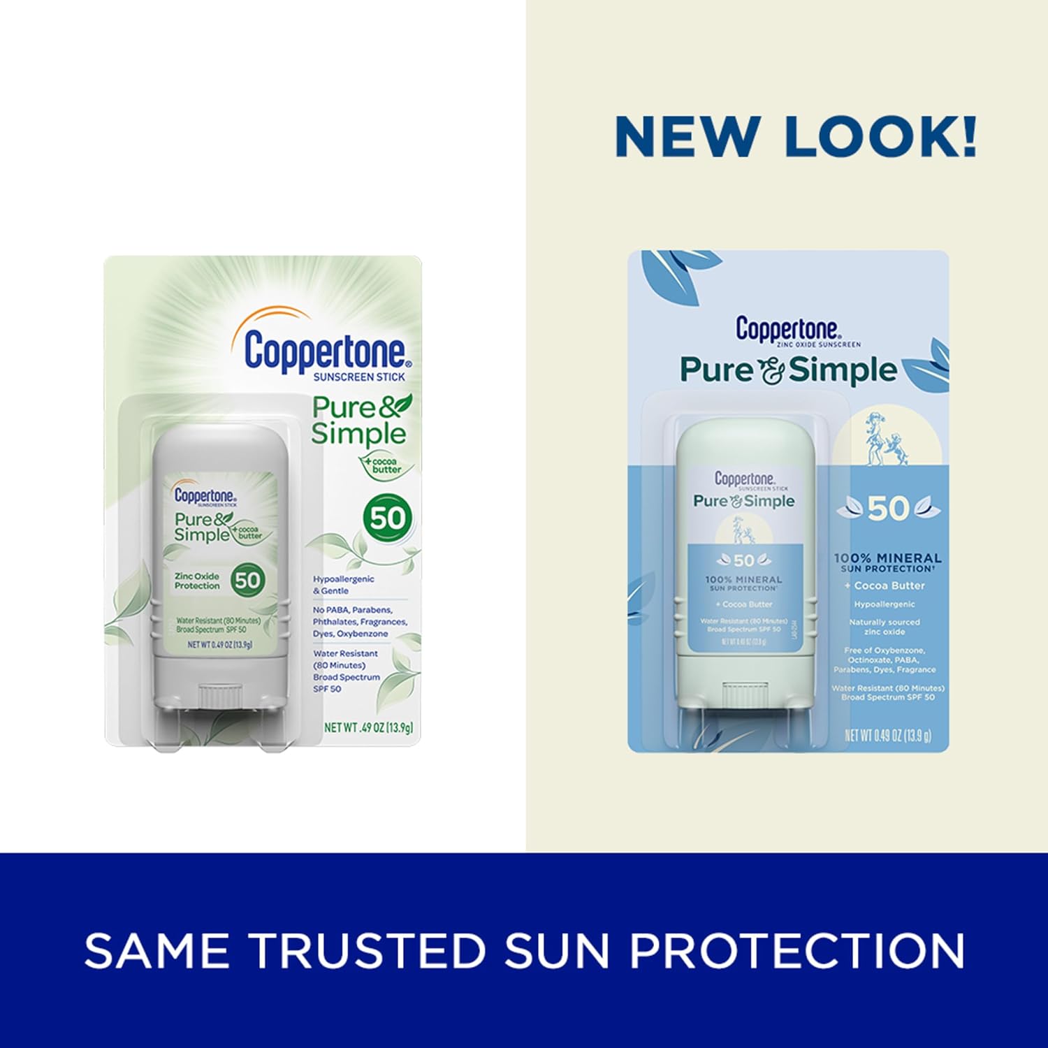 Coppertone Pure & Simple Mineral Face Sunscreen Stick, SPF 50, 0.49 oz