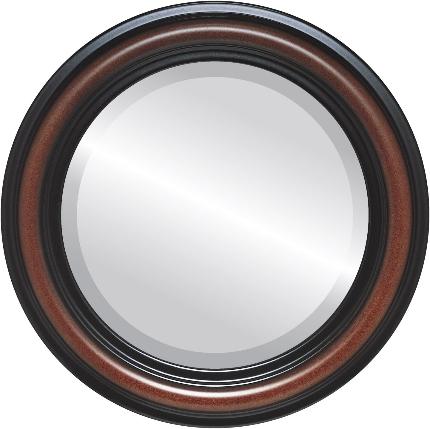 OVALCREST Round Beveled Wall Mirror for Home Decor - Philadelphia Style - Rubbed Bronze - 22x22 Outside Dimensions