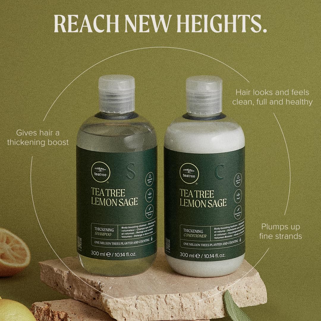 Tea Tree Lemon Sage Thickening Shampoo, Builds Body + Boosts Volume, For Fine Hair