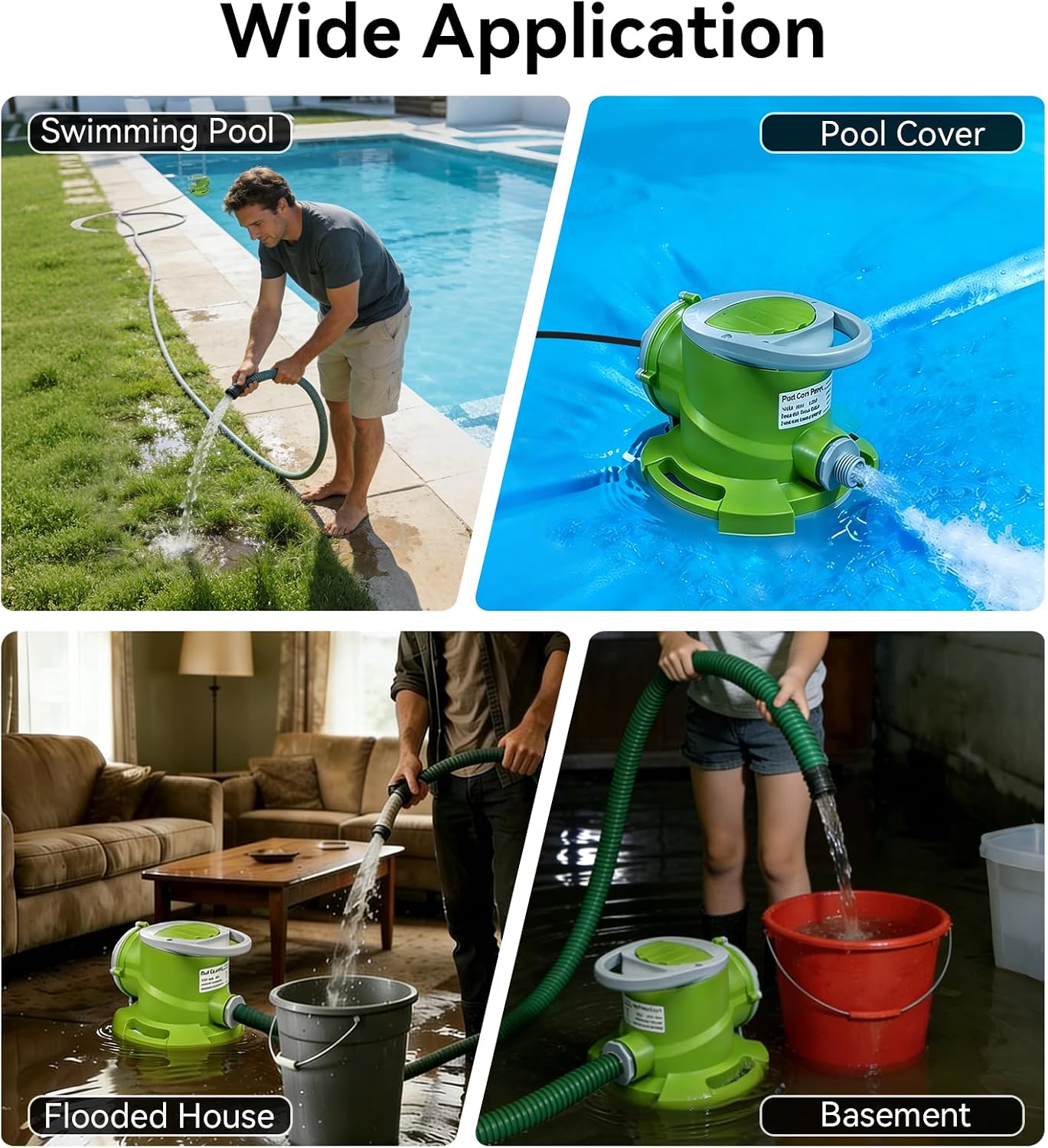 1/4 HP Automatic Swimming Pool Cover Pump, Submersible Sump Pump | 1800 GPH 25FT Head Submersible Sump Pump with 3/4” Check Valve Adapter