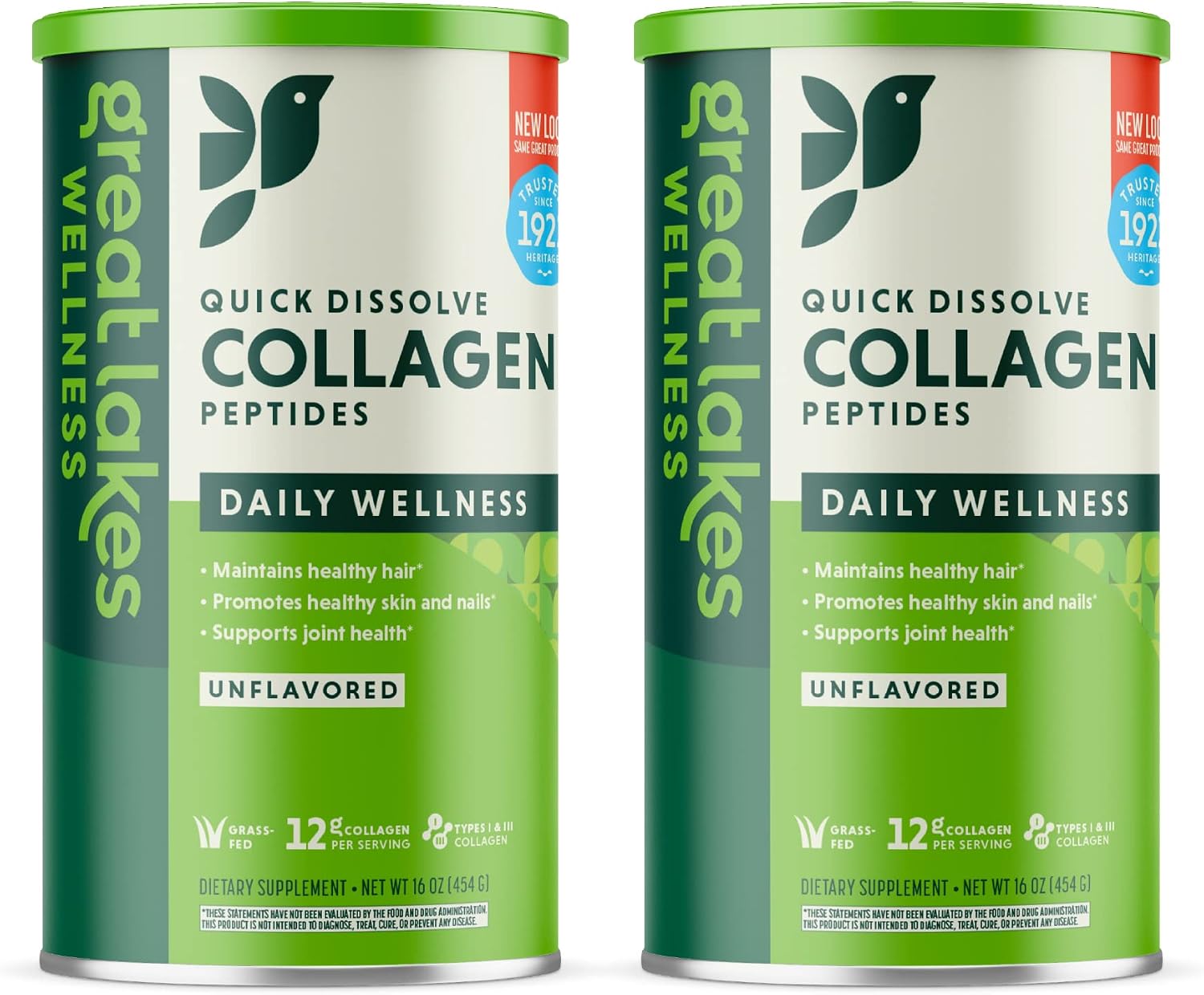 Great Lakes Wellness Collagen Peptides Powder – Supports Skin, Hair, Nails, Joints & Digestion – Hydrolyzed, Non-GMO, Keto & Kosher – Pure Collagen Protein (16 oz, 22 Servings) Packaging may vary