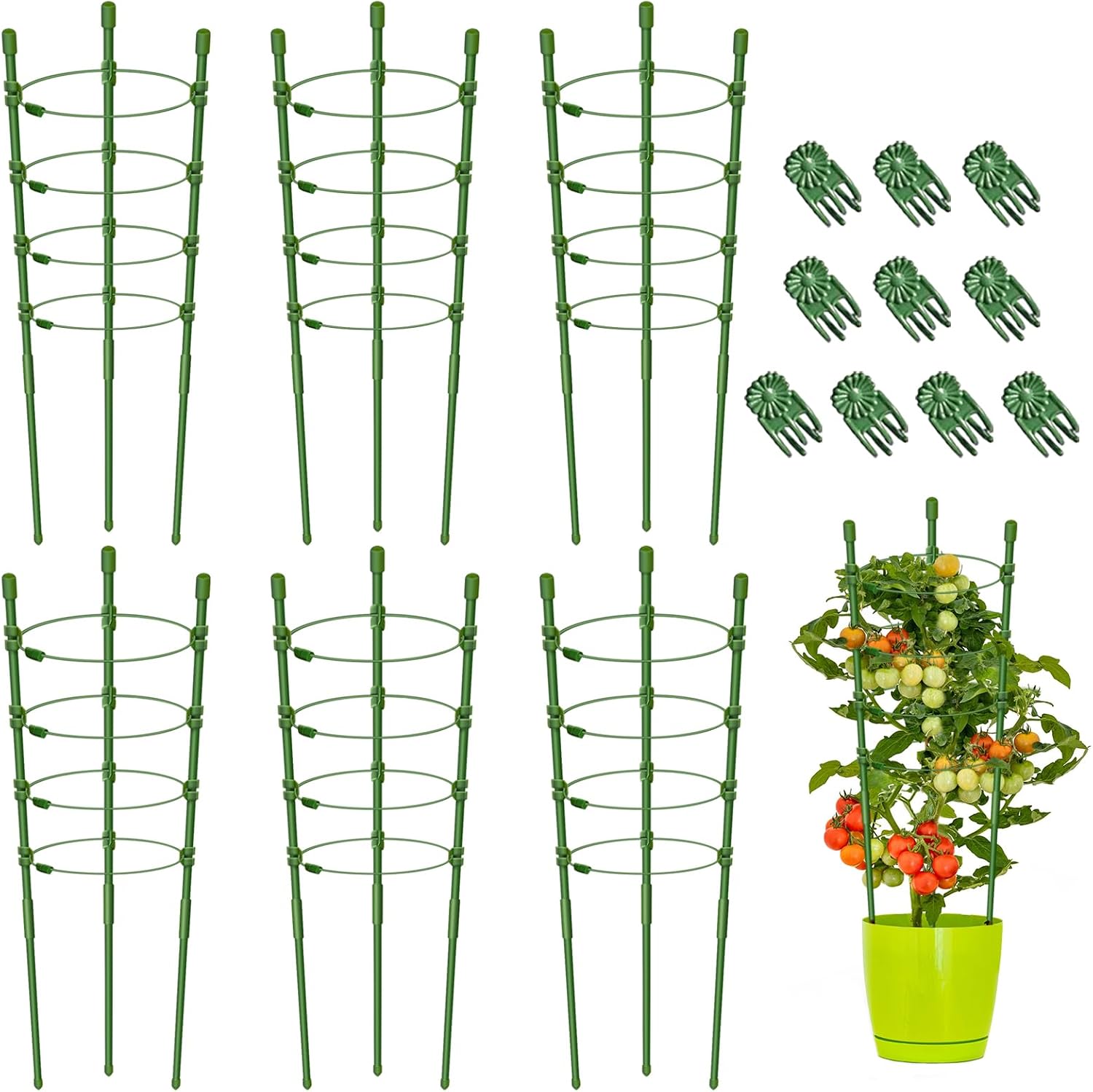 Legigo 3 Packs Plant Support Cages Tomato Cage for Garden- 18 Inch Adjustable Garden Cucumber Trellis Plant Stakes