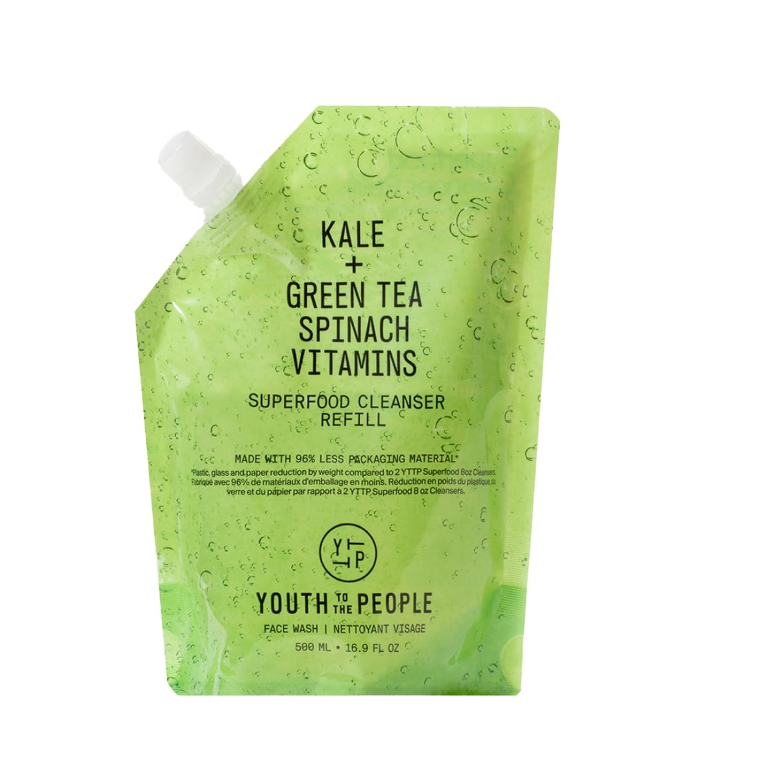 Youth To The People Superfood Cleanser - Kale + Spinach Hydrating Face Wash | Antioxidant-Rich Daily Facial Cleanser - Refillable, pH-balanced, Non-drying, Gentle Makeup Remover, All Skin Types, Vegan