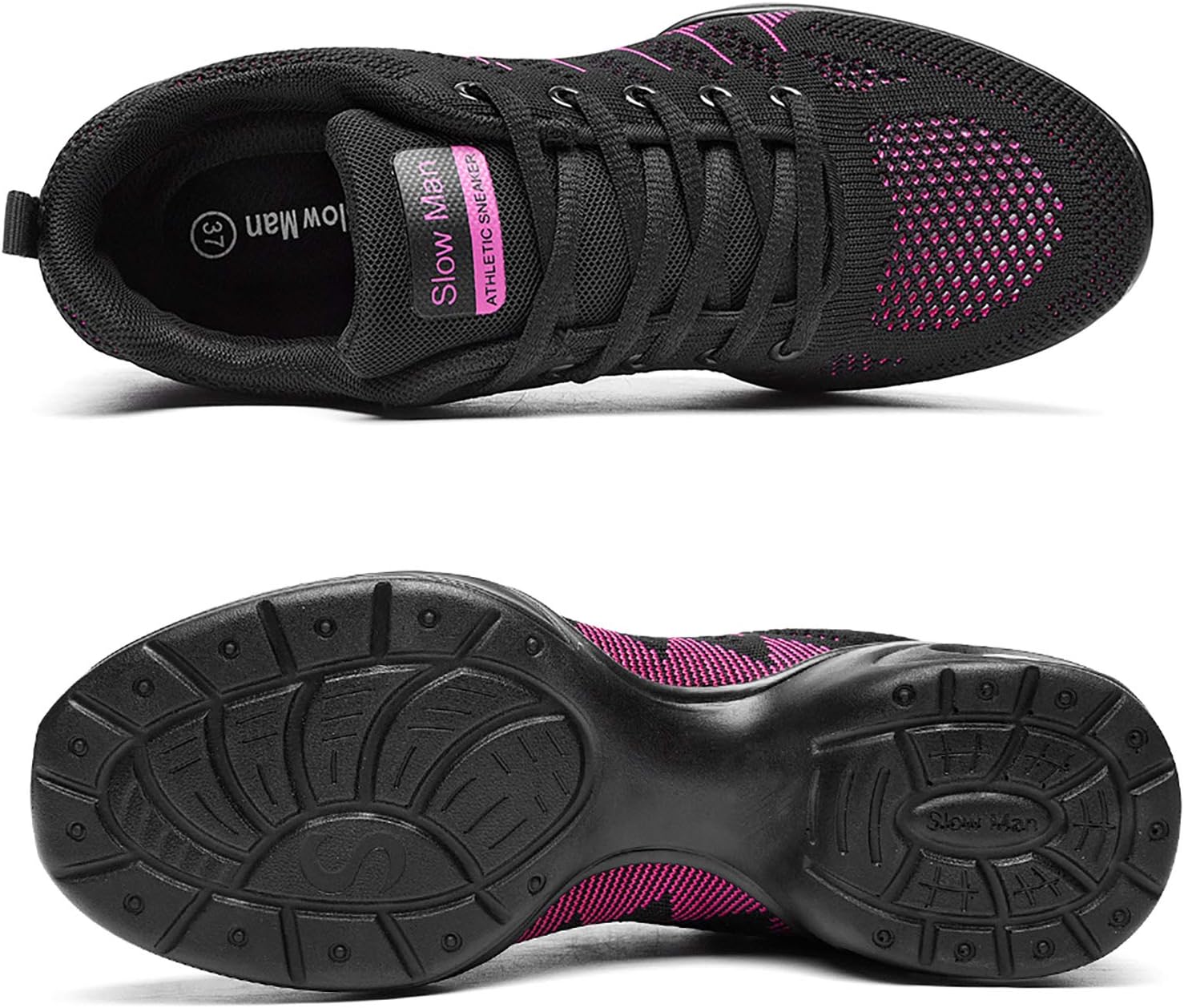 Slow Man Women's Jazz Shoes Lace-up Sneakers - Breathable Air Cushion Lady Split Sole Athletic Walking Dance Shoes Platform