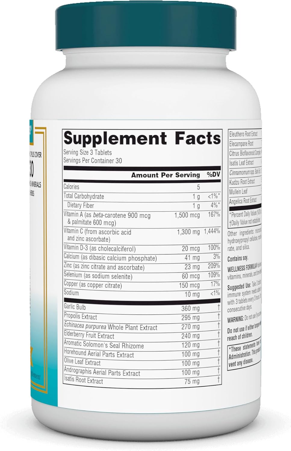 Source Naturals Wellness Formula, Advanced Immune Support* - 180 Tablets | Bio-Aligned Vitamins & Herbal Defense with Vitamin C Plus 30 other Vitamins, Minerals & Herbs for Immune System Support*