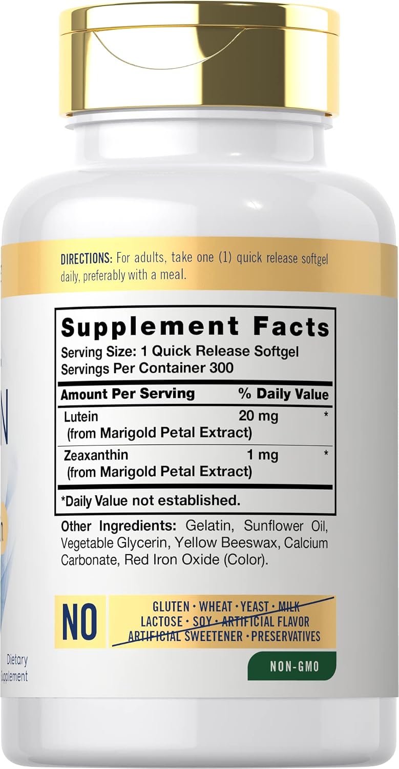 Carlyle Lutein and Zeaxanthin 20mg | 300 Softgels | Eye Health Vitamins