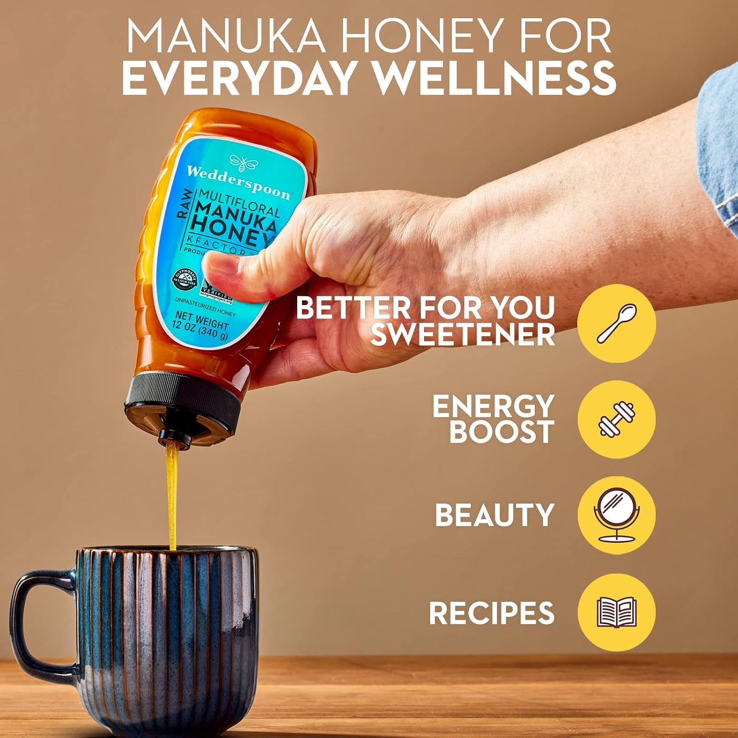 Wedderspoon Raw Manuka Honey 150+ MGO, 8.8 Oz