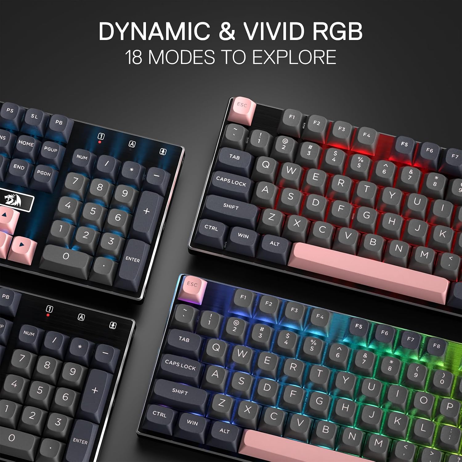 Redragon K556 Wired RGB Mechanical Gaming Keyboard, 104-Key Aluminum Board | Rock-Solid Metal Build, 20 Backlits Immersive ESports Vibe, Hot-swap Comfortable Tactile Brown Switch for Long-Time Typing