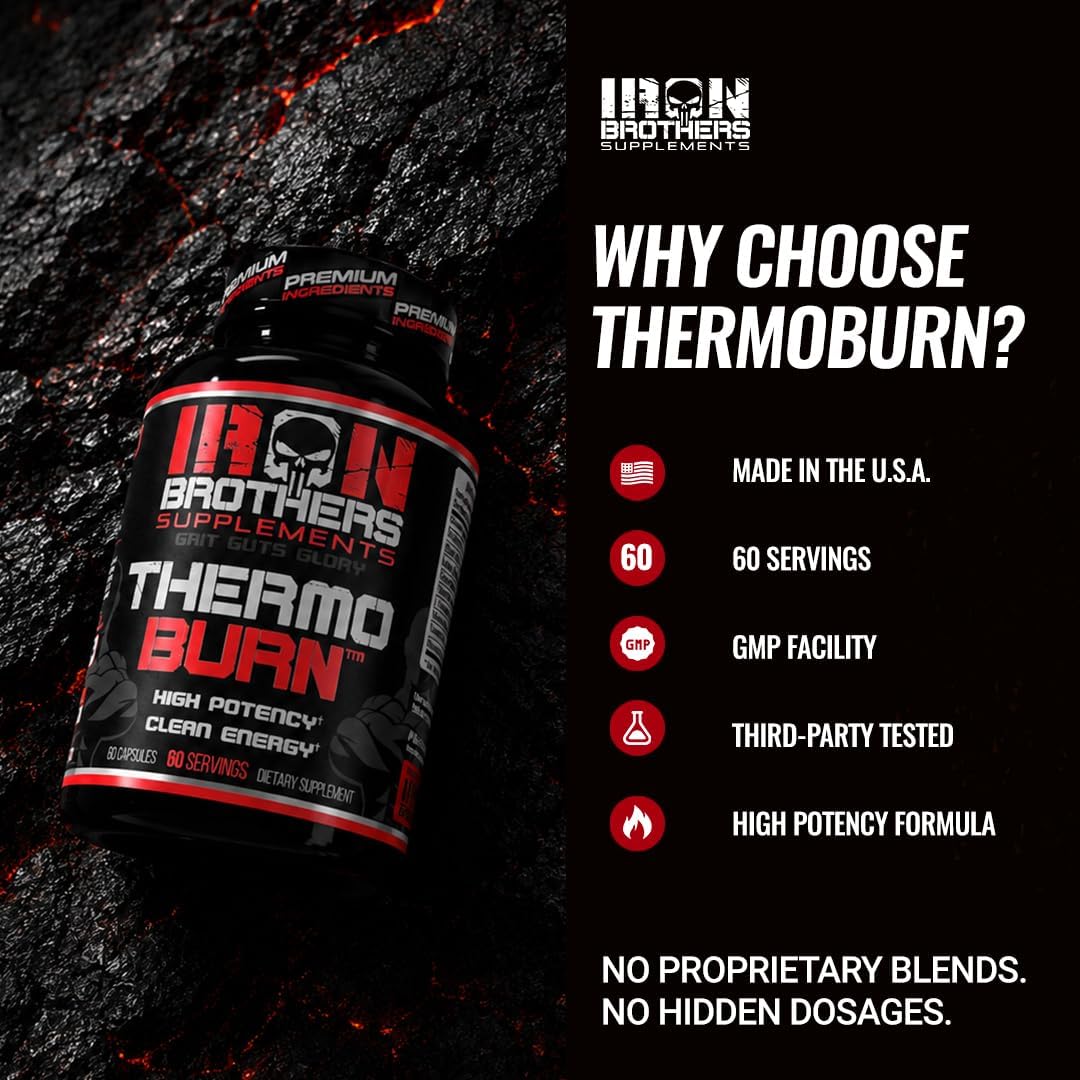 Iron Brothers Thermo Burn Hardcore Fat Burner – High Stim Thermogenic with Yohimbine HCl
