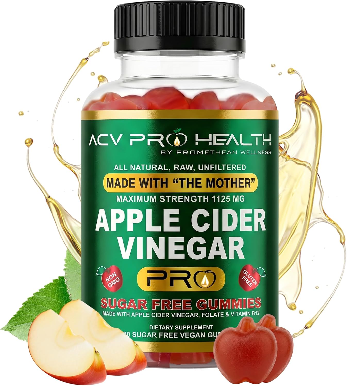 ACV with Sugar Makes No Sense! Apple Cider Vinegar Gummies Sugar Free Low Carb Advanced Keto Acv Gummies Keto Gummy Detox Cleanse (90 Count)