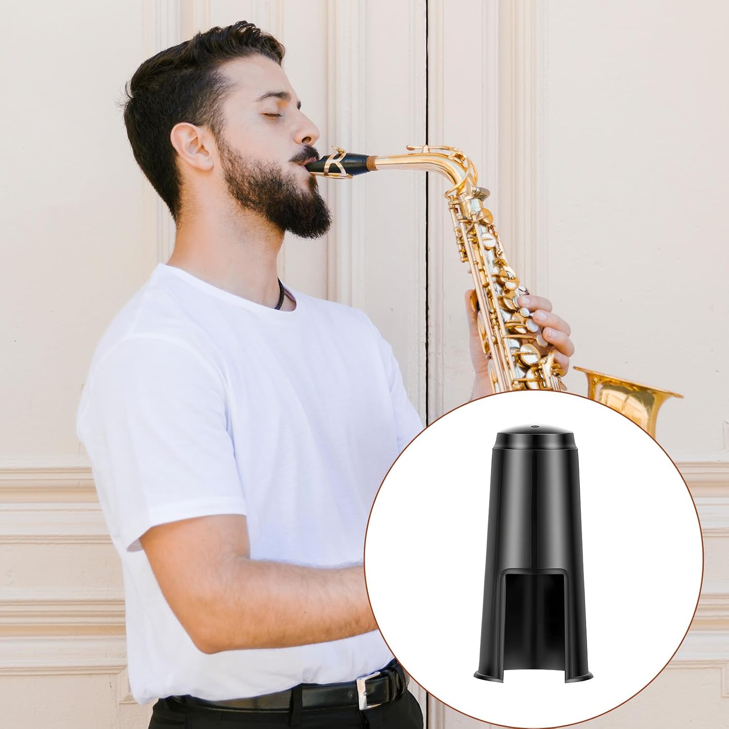 4 Pack Alto Saxophone Mouthpiece Cap, Plastic Alto Sax Mouthpiece Protective Cap Replacement Mouth Piece Protective Cover for Sax, Clarinet