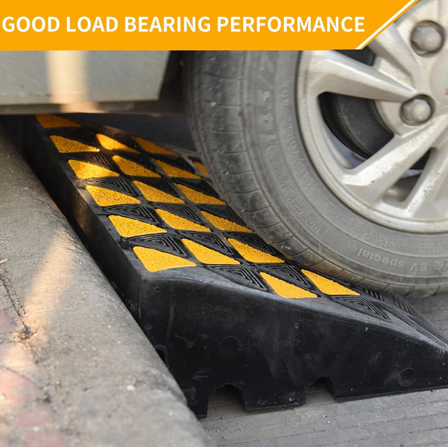 BESEA 6 Inch High Rubber Curb Ramp 23.6" Long, Heavy Duty Driveway Ramp